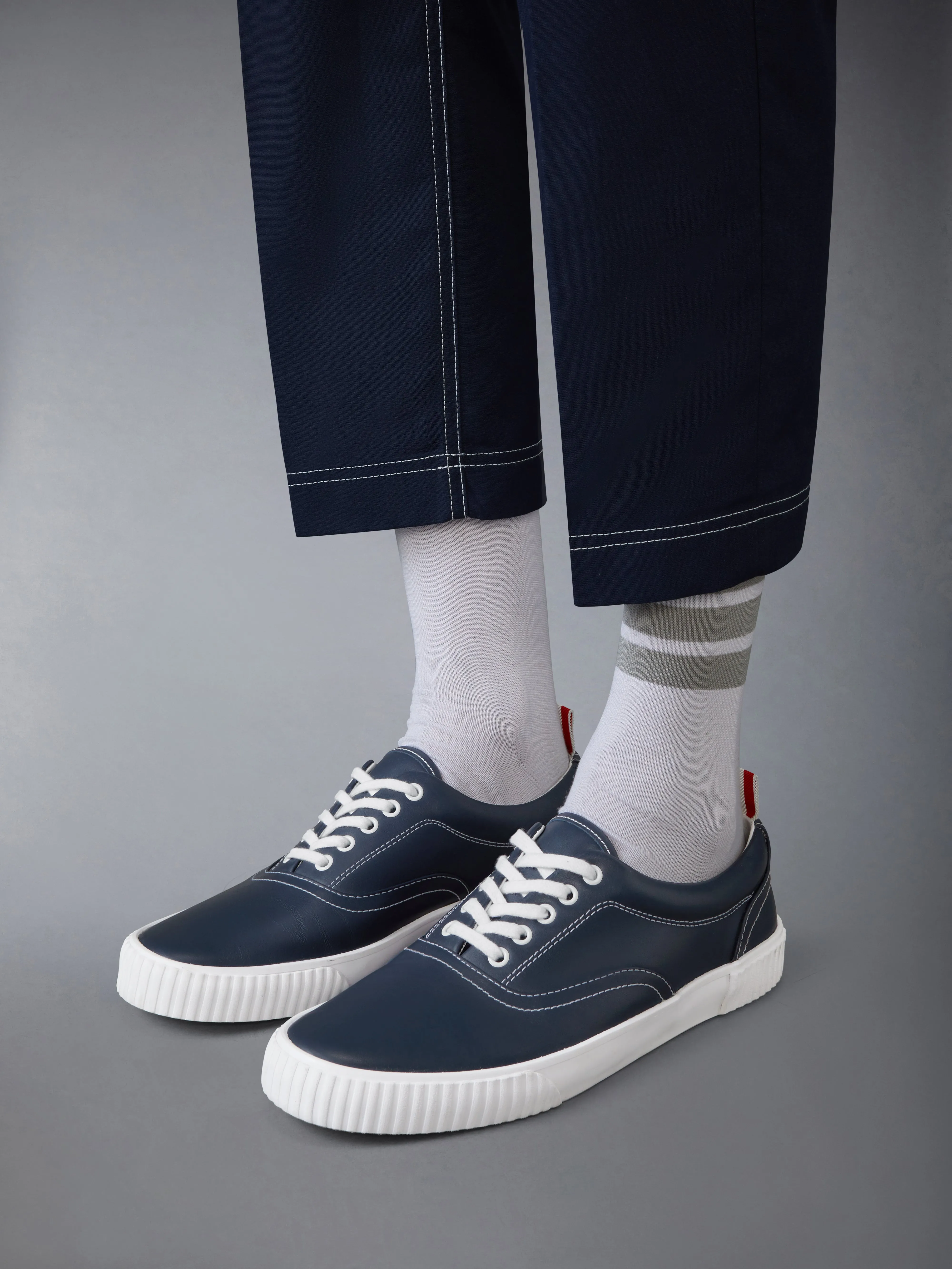 VITELLO LEATHER HERITAGE SNEAKERS WITH VULCANIZED SOLES sold by Thom Browne product image thumbnail 4