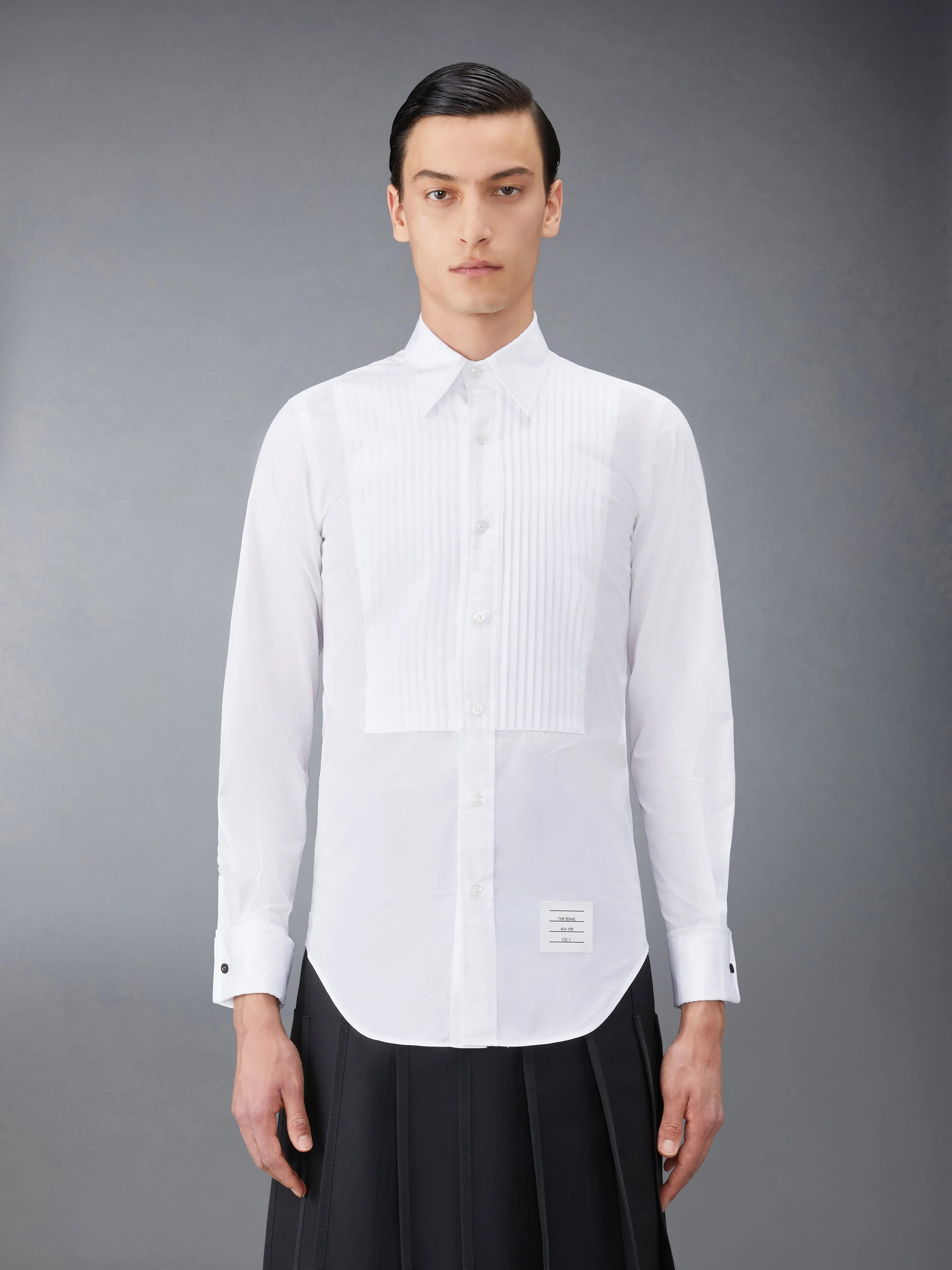 POPLIN TUXEDO SHIRT WITH FRENCH CUFFS sold by Thom Browne product image thumbnail 2