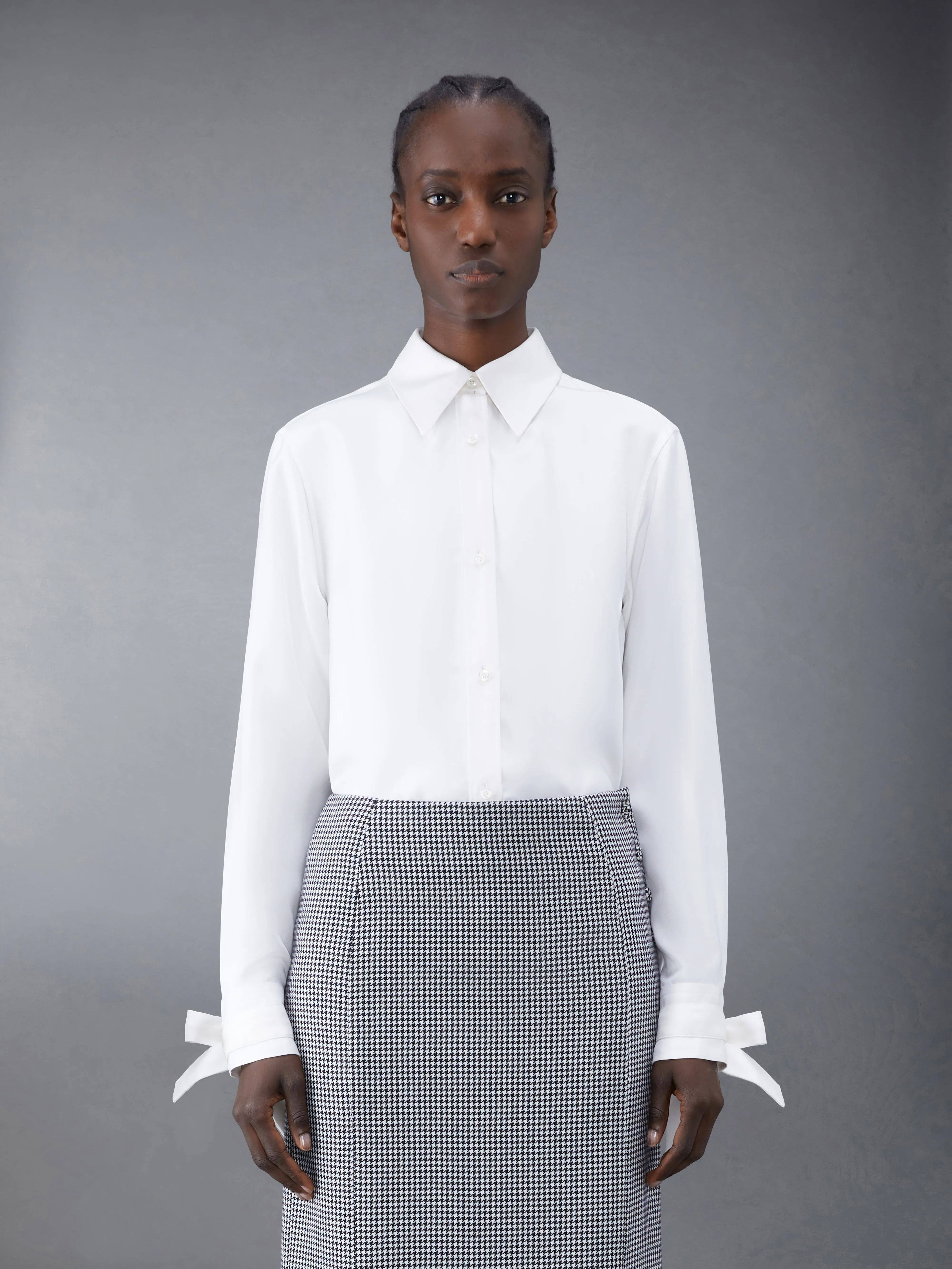 SILK TWILL SHIRT WITH SCARF CUFFS sold by Thom Browne