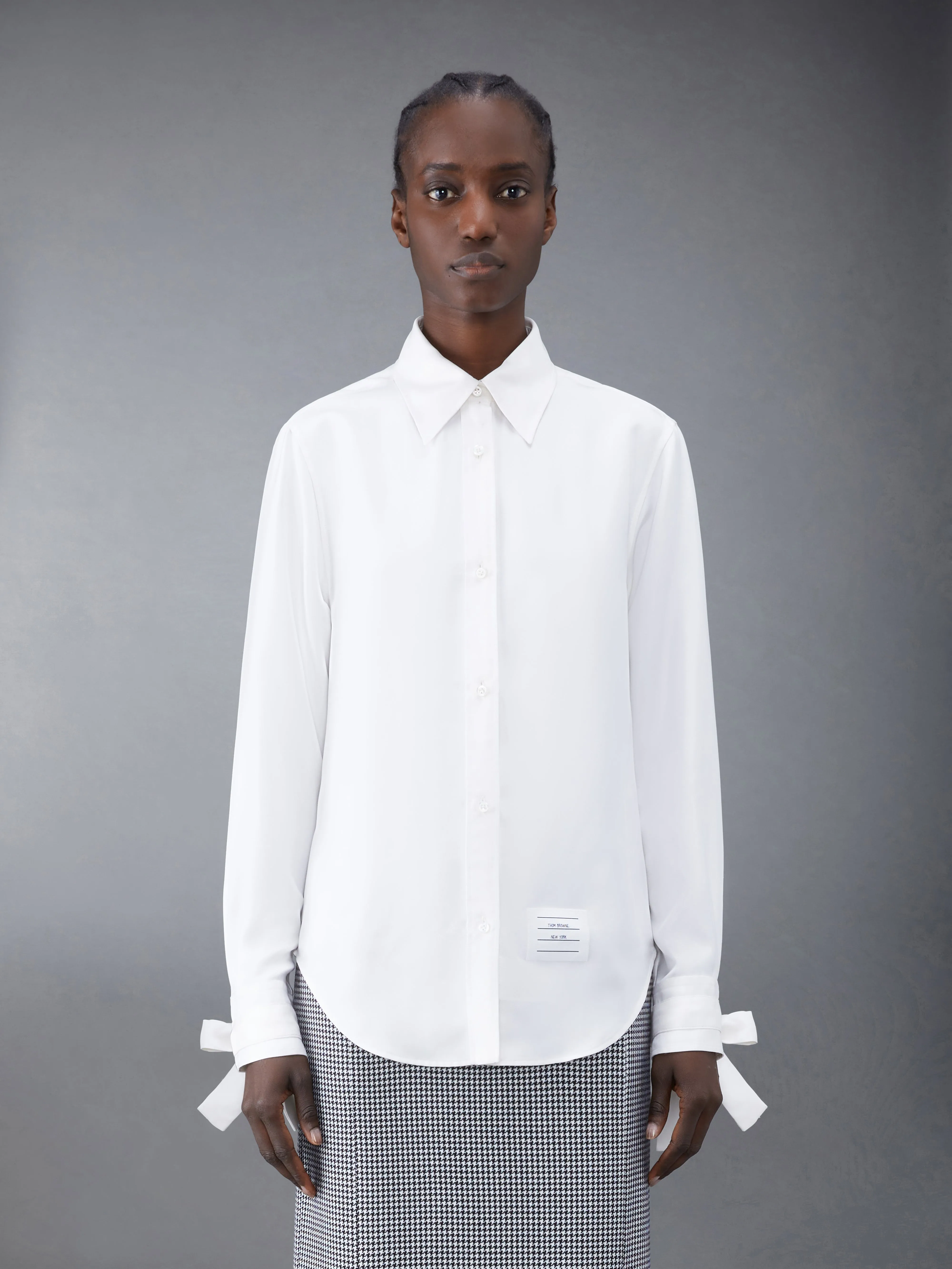 SILK TWILL SHIRT WITH SCARF CUFFS sold by Thom Browne product image thumbnail 2