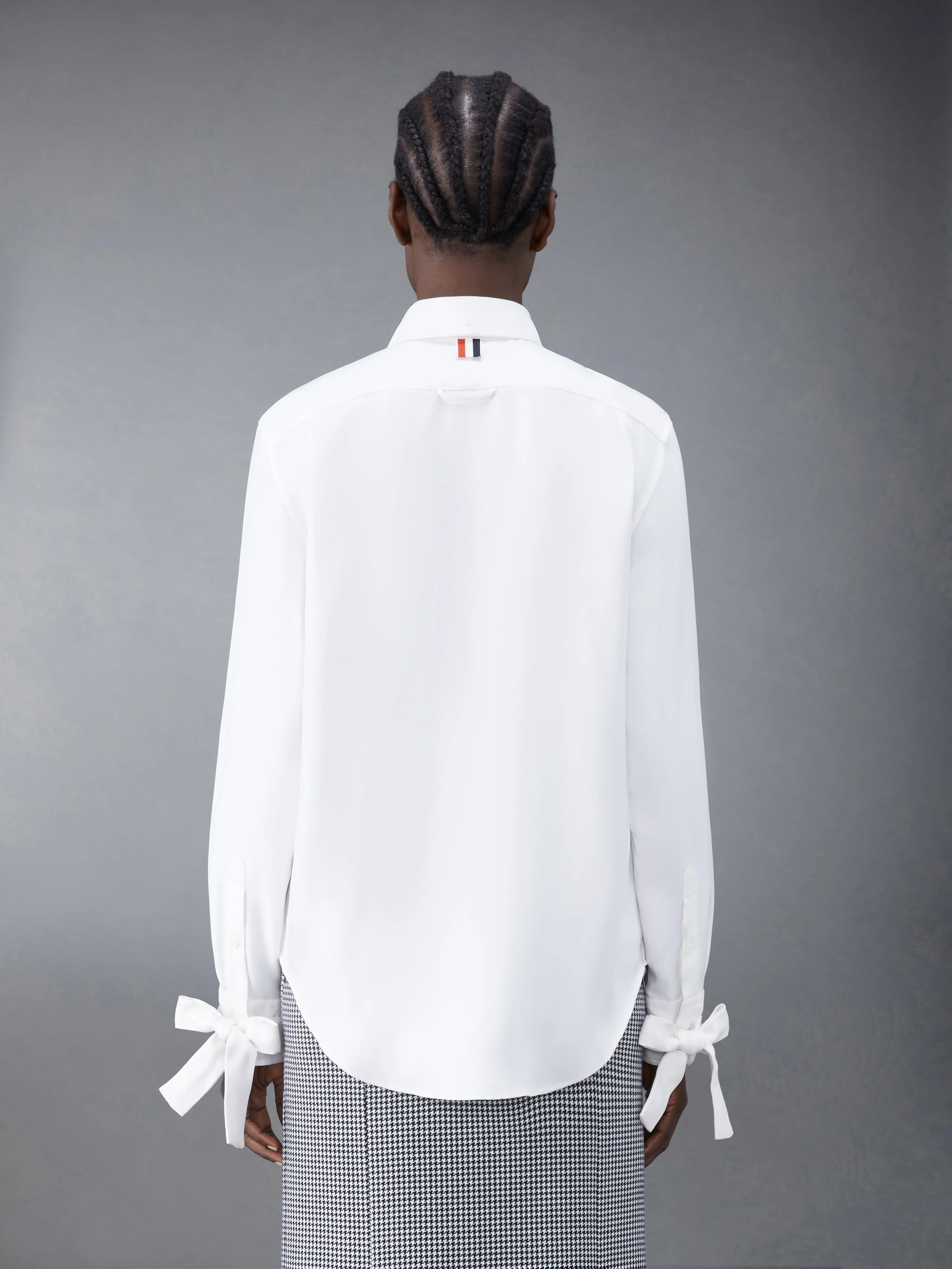 SILK TWILL SHIRT WITH SCARF CUFFS sold by Thom Browne product image thumbnail 3