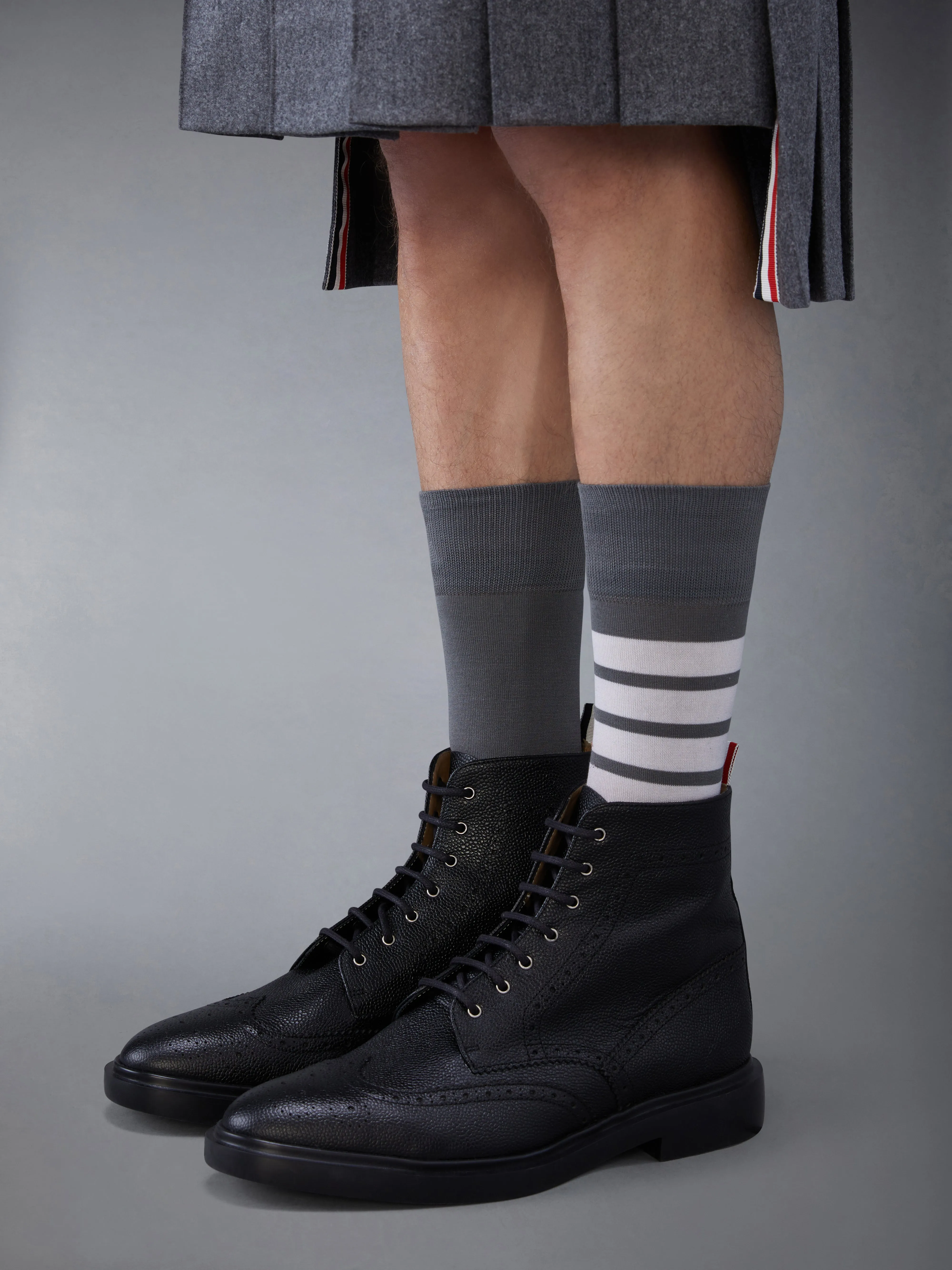 PEBBLE GRAIN LEATHER WINGTIP BOOTS WITH RUBBER SOLES sold by Thom Browne product image thumbnail 4