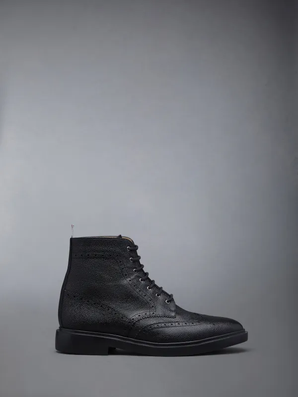 PEBBLE GRAIN LEATHER WINGTIP BOOTS WITH RUBBER SOLES made by Thom Browne