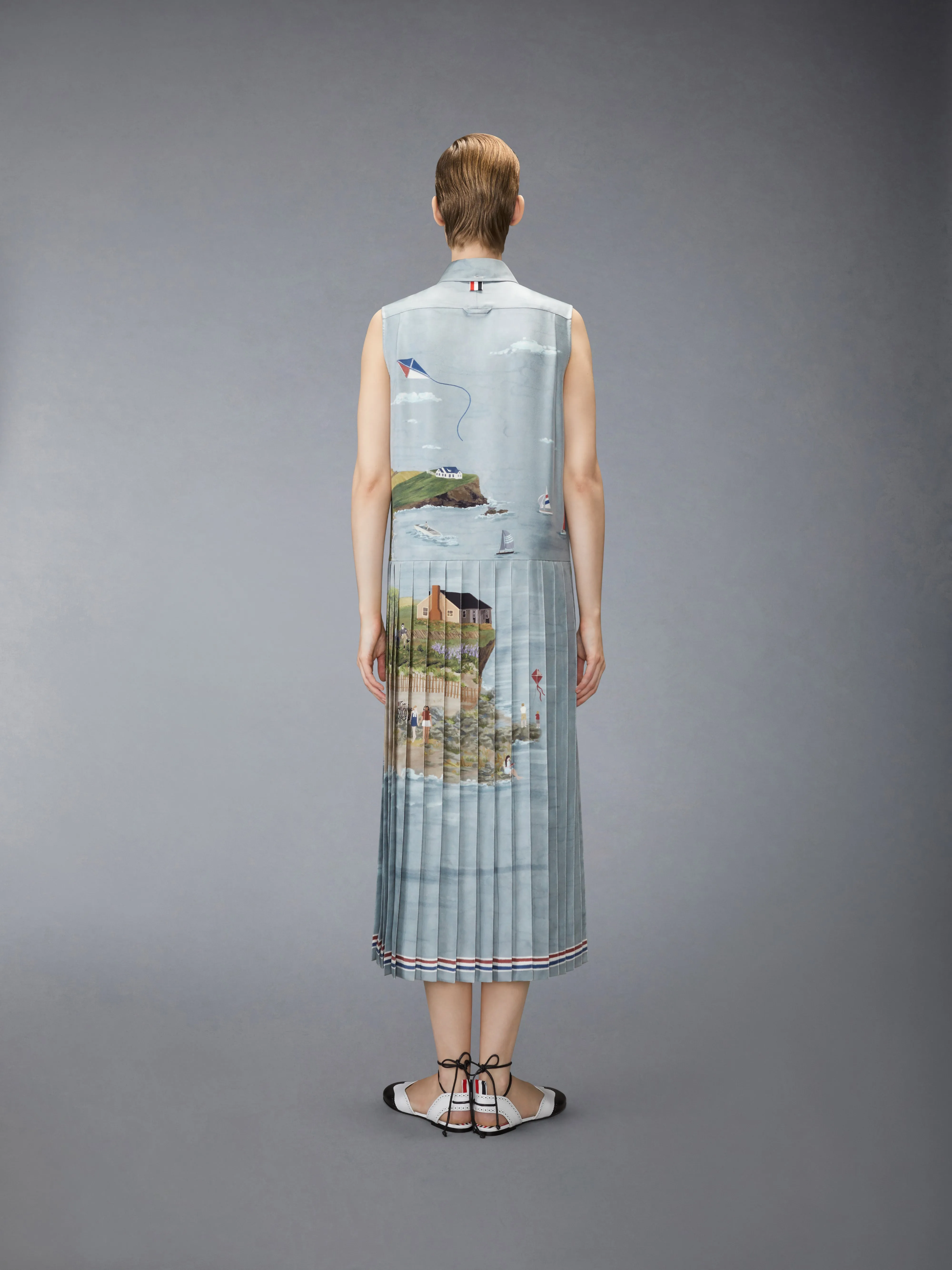 SILK TWILL NANTUCKET SCENIC SHIRT DRESS sold by Thom Browne product image thumbnail 3
