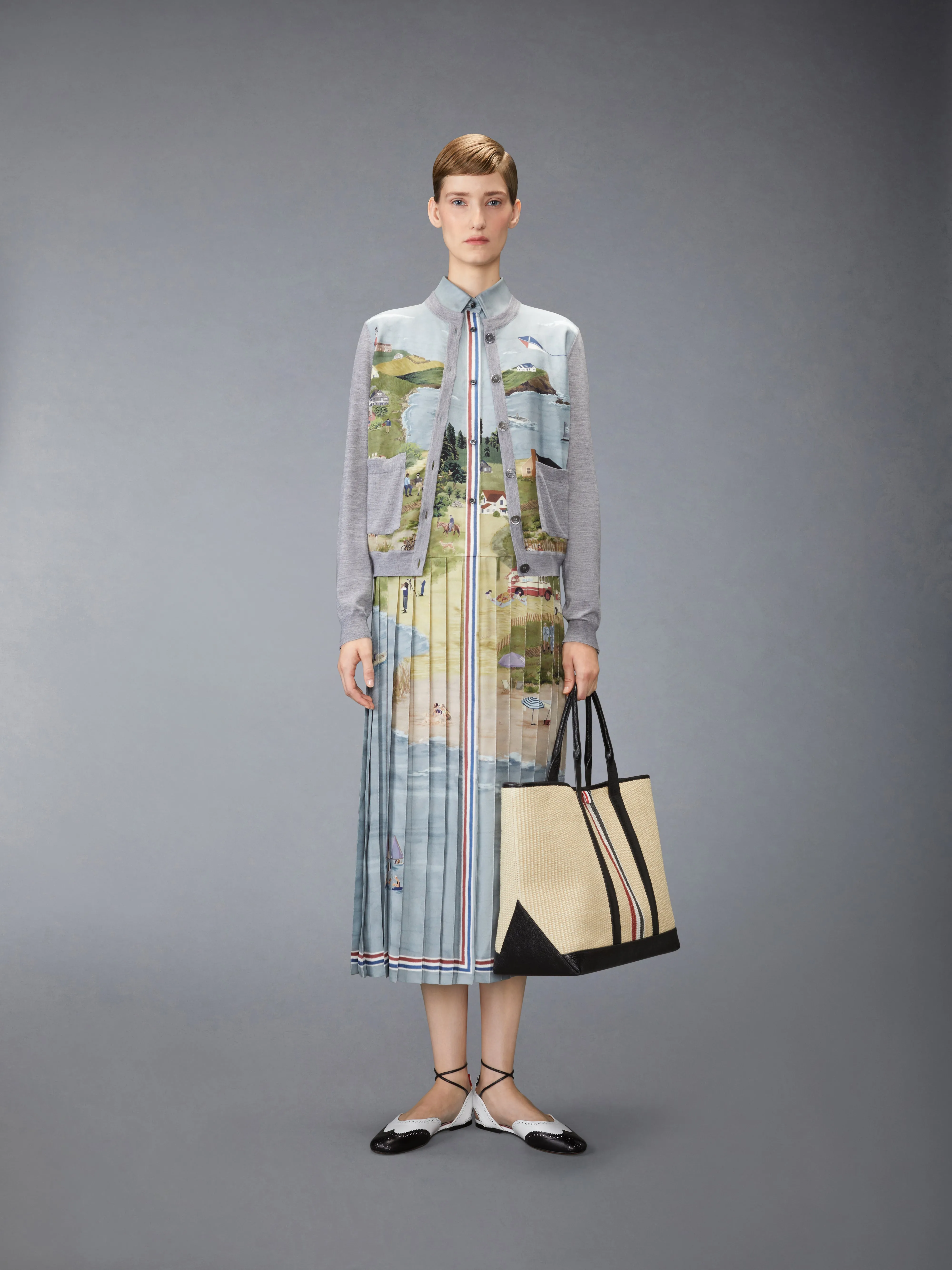 SILK TWILL NANTUCKET SCENIC SHIRT DRESS sold by Thom Browne product image thumbnail 4