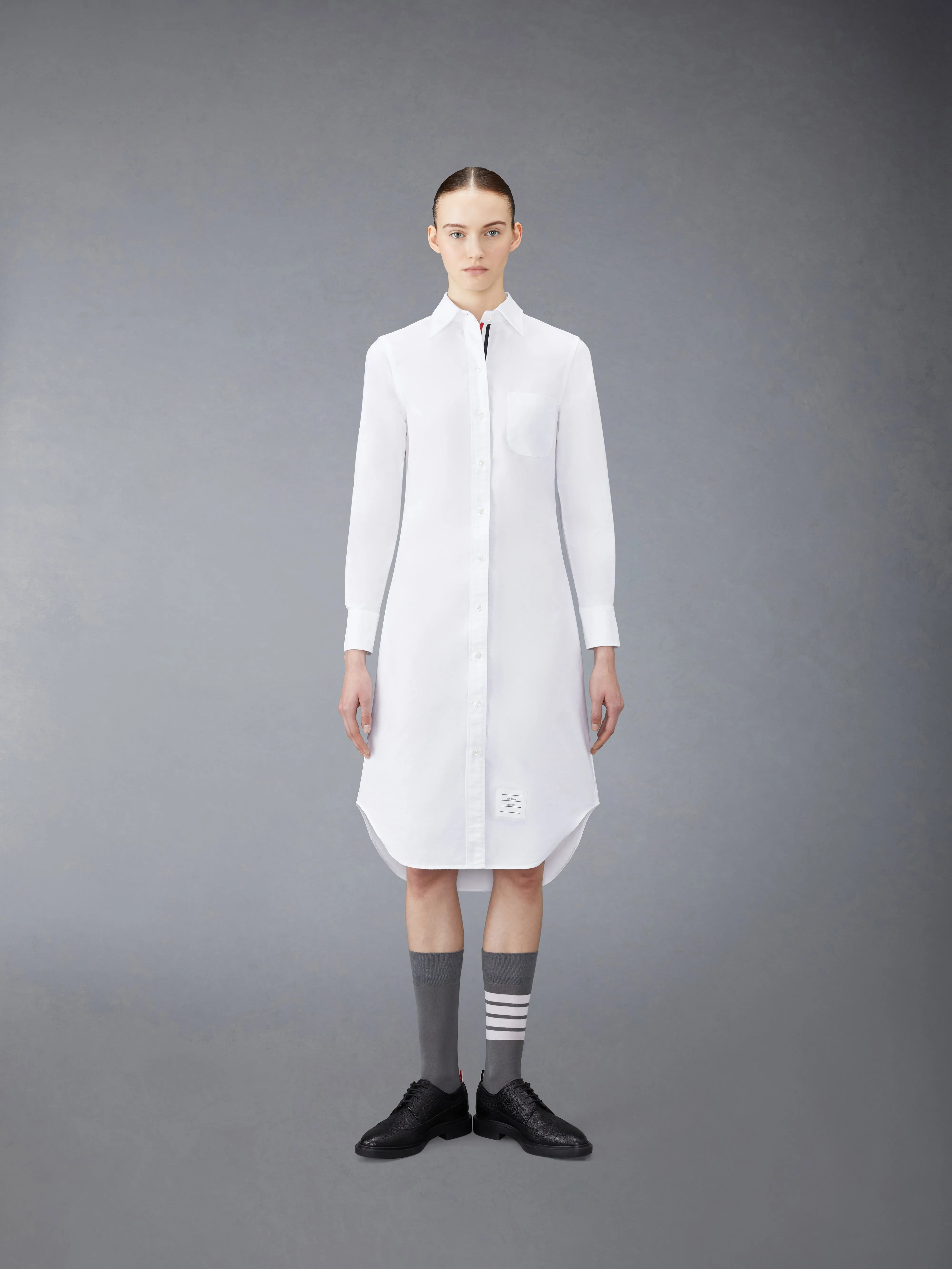 OXFORD GROSGRAIN PLACKET SHIRT DRESS sold by Thom Browne