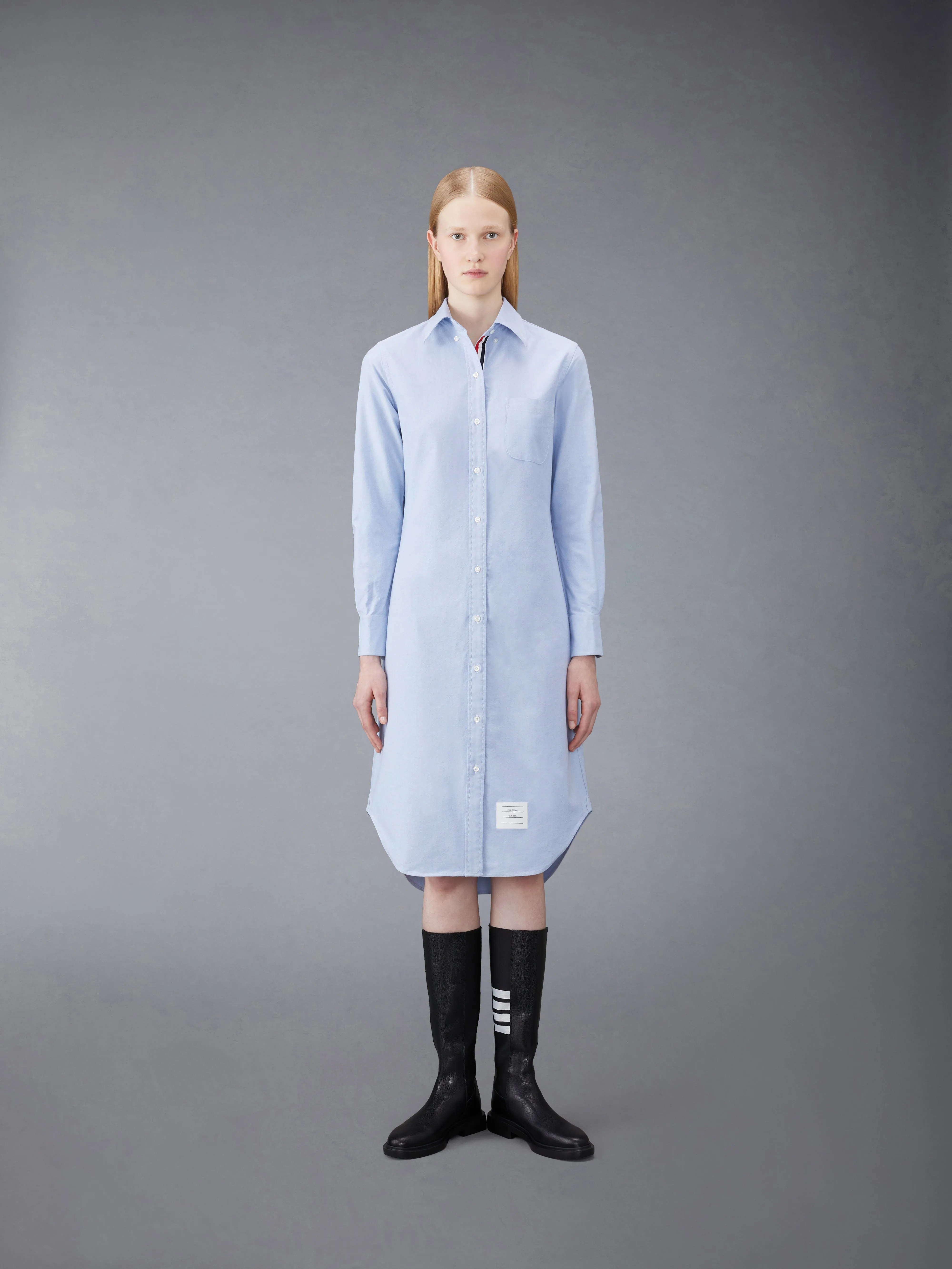 OXFORD GROSGRAIN PLACKET SHIRT DRESS sold by Thom Browne
