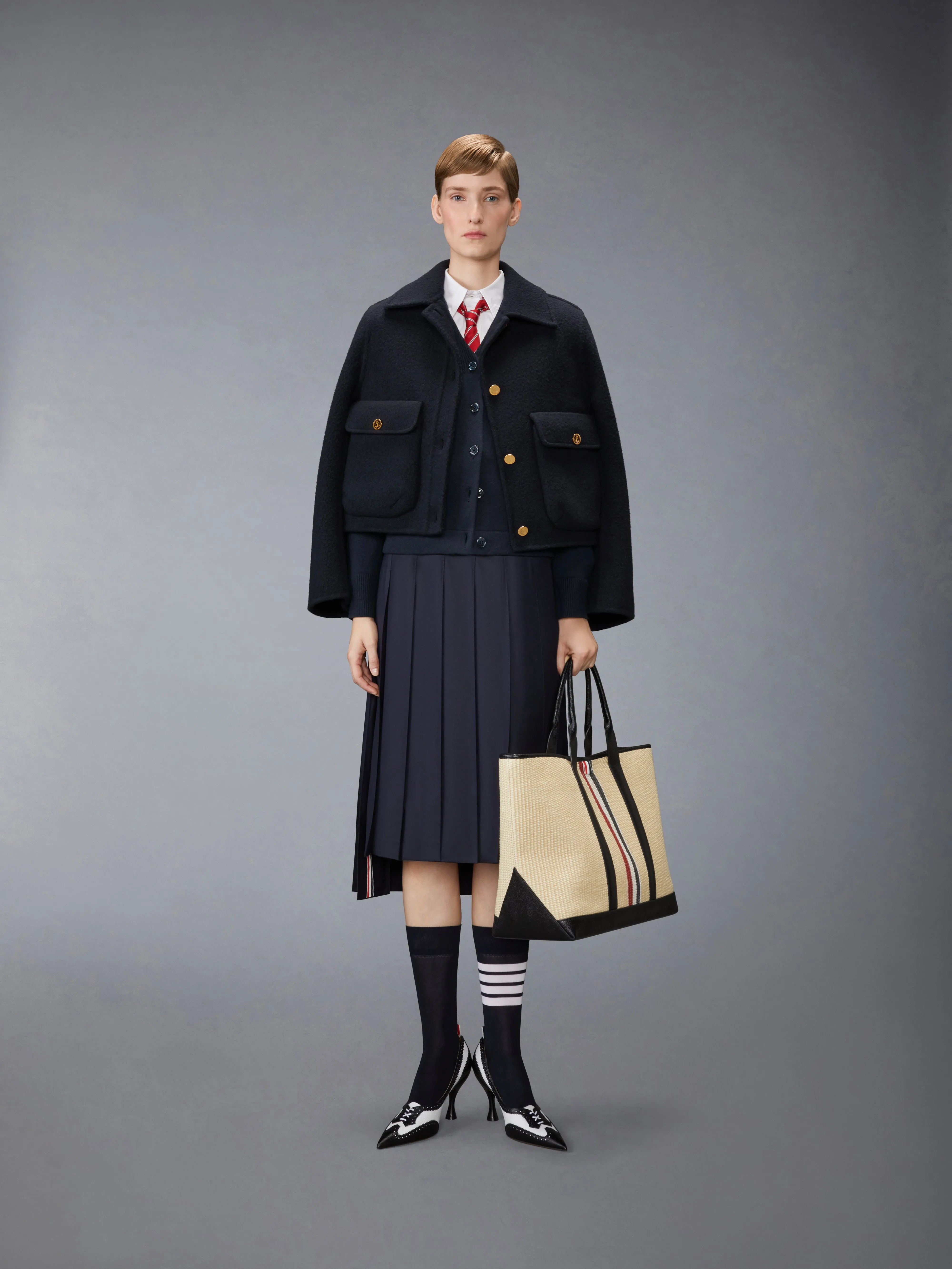 MERINO WOOL 4-BAR TROMPE L'OEIL CARDIGAN JACKET sold by Thom Browne product image thumbnail 3