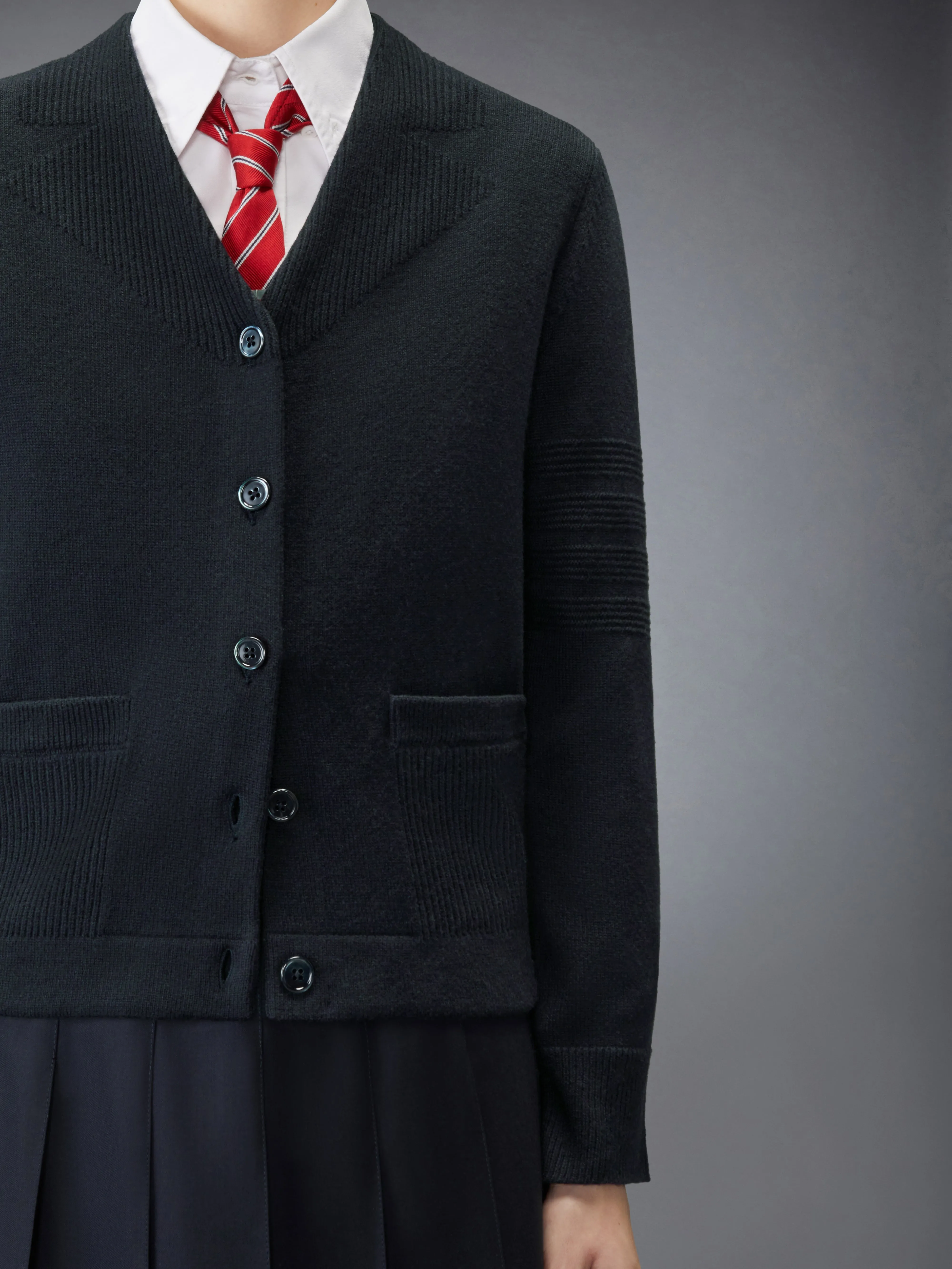MERINO WOOL 4-BAR TROMPE L'OEIL CARDIGAN JACKET sold by Thom Browne product image thumbnail 5