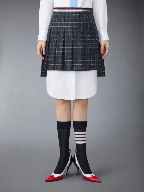 WINDOWPANE HOUNDSTOOTH TEVIOT TWEED PLEATED MINI SKIRT made by Thom Browne
