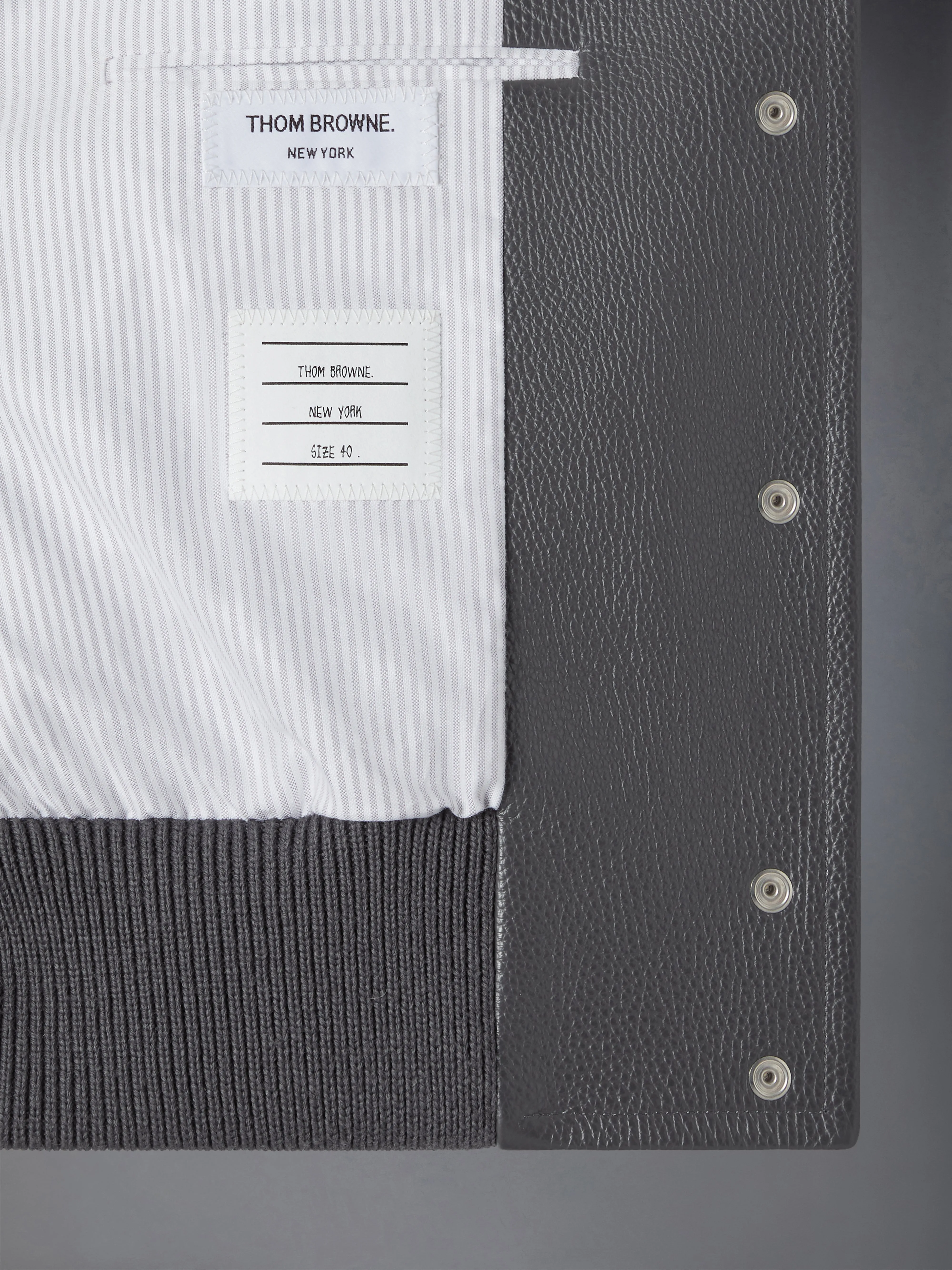 LEATHER 4-BAR OVERSIZED BLOUSON JACKET sold by Thom Browne product image thumbnail 5