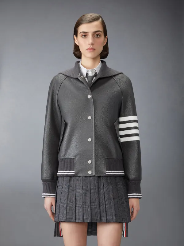 LEATHER 4-BAR OVERSIZED BLOUSON JACKET made by Thom Browne