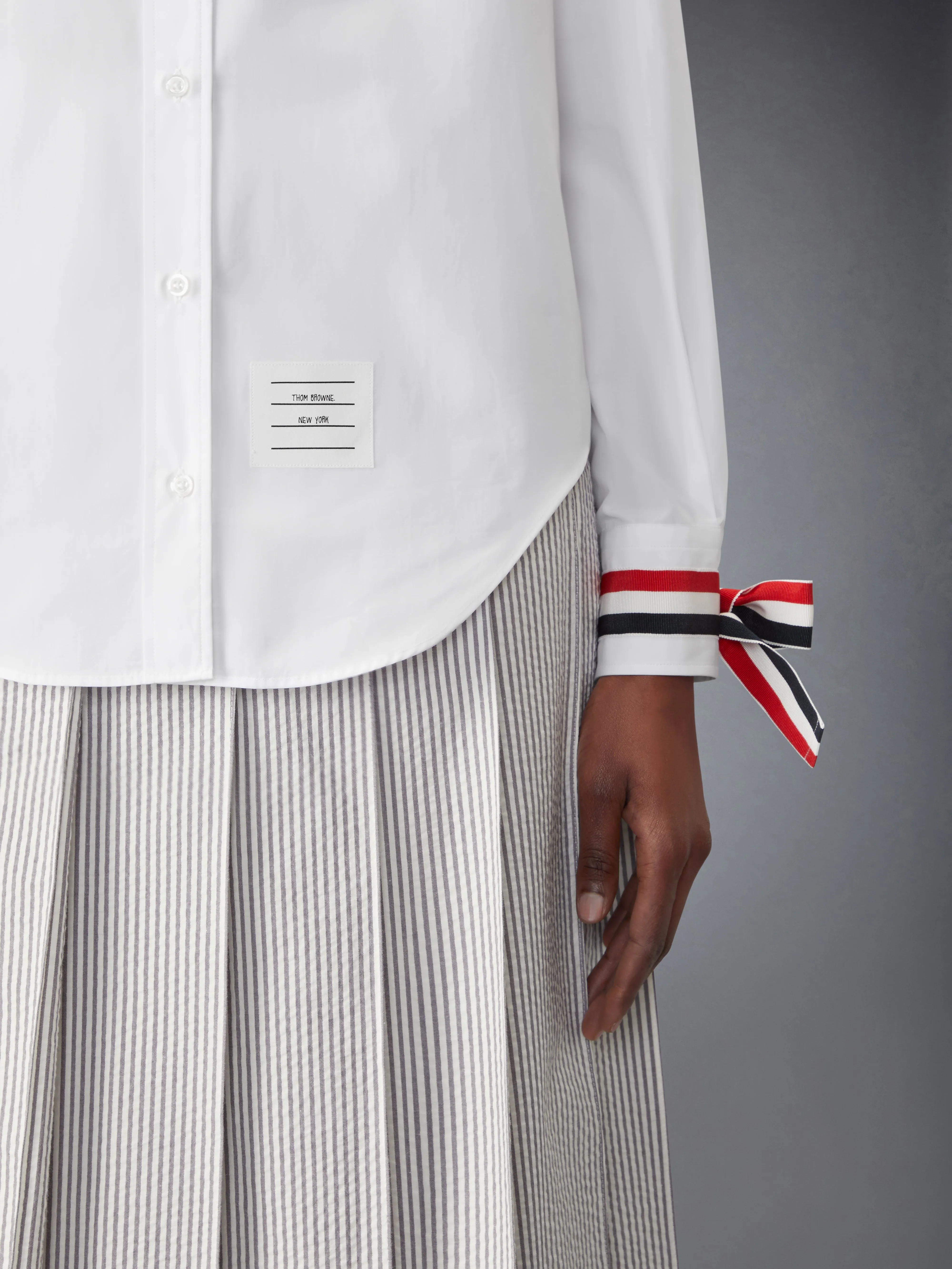 POPLIN SHIRT WITH SCARF CUFF sold by Thom Browne product image thumbnail 4