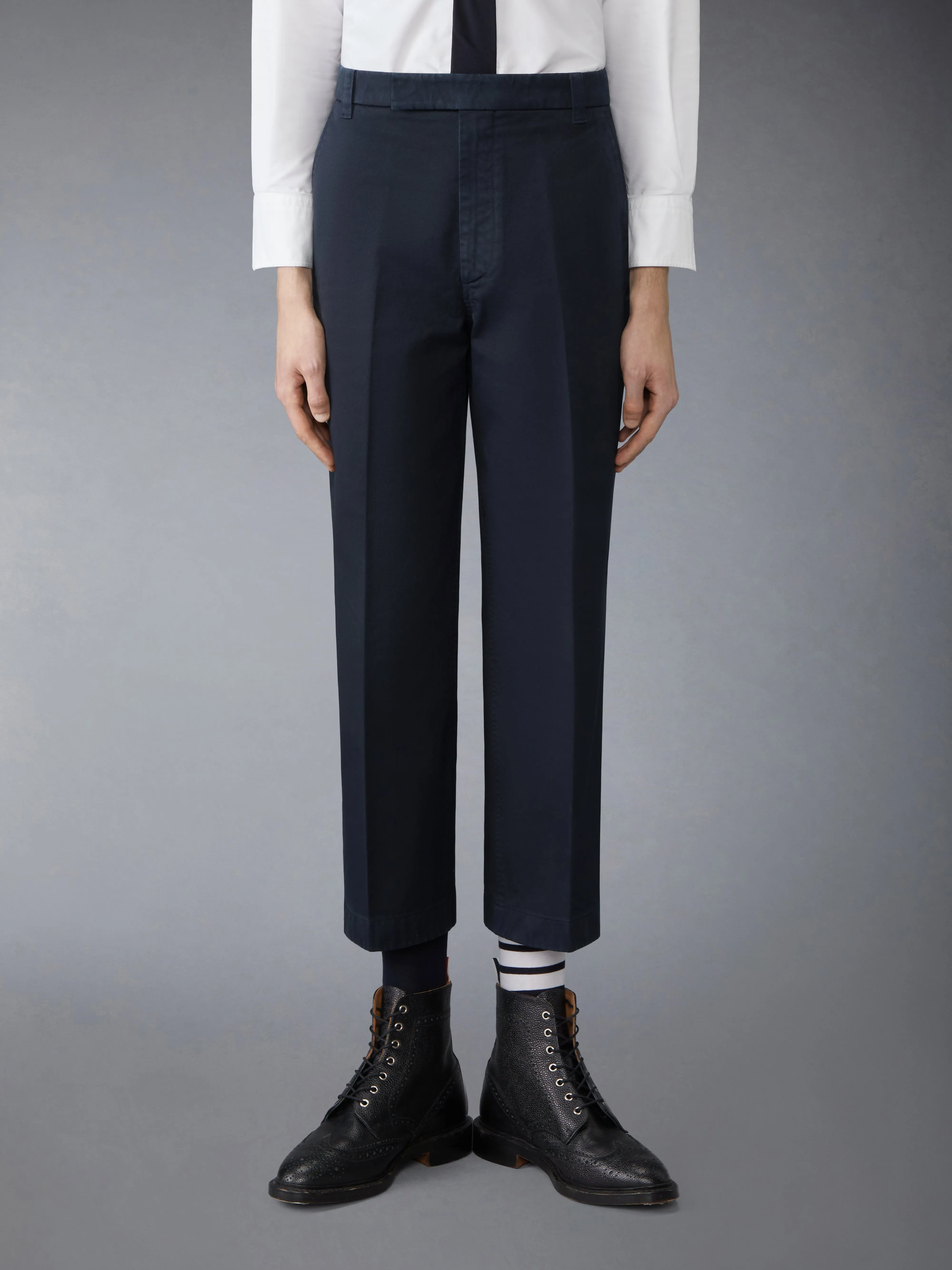 COTTON TWILL UTILITY TROUSERS sold by Thom Browne