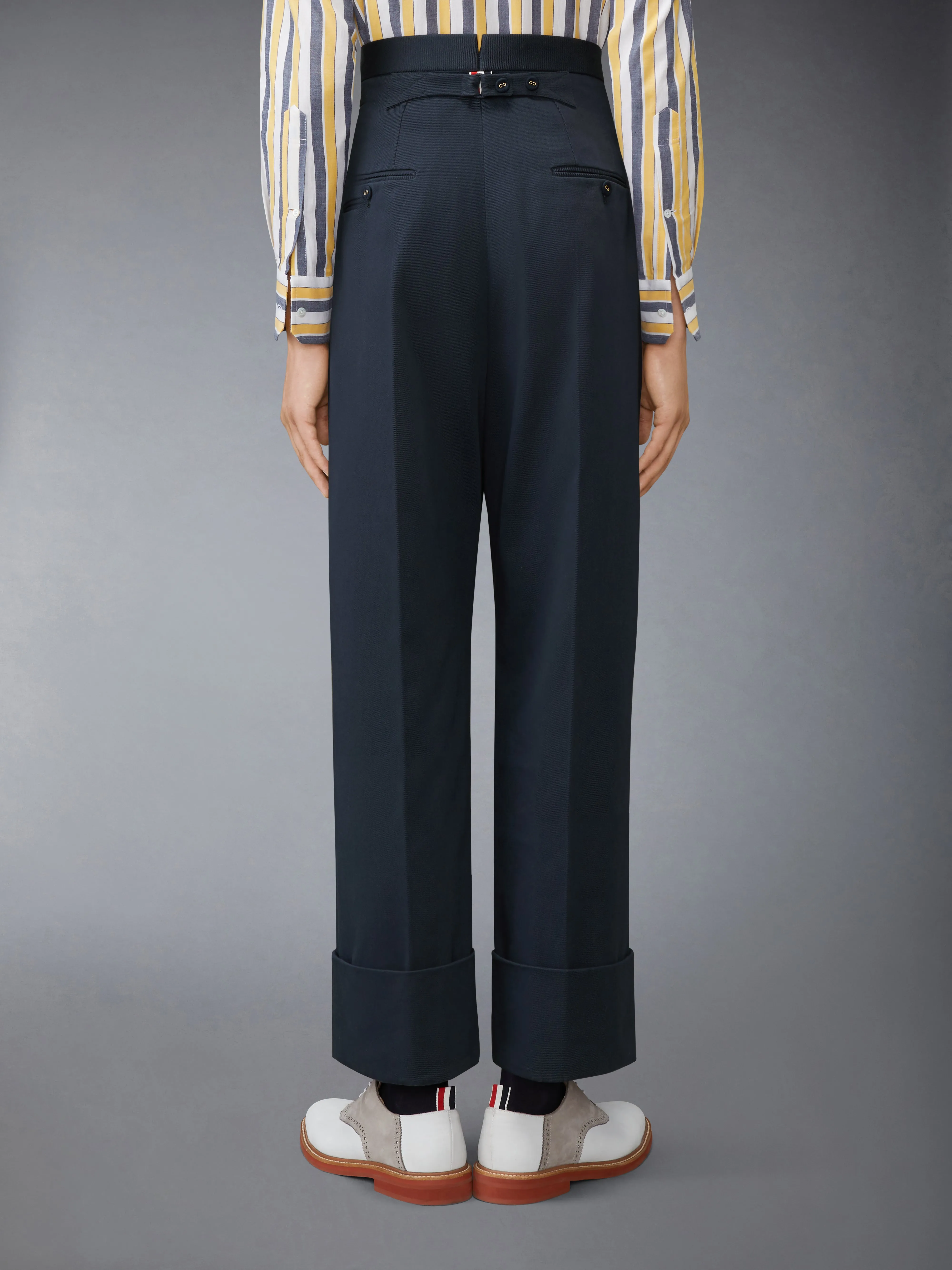 COTTON GABARDINE DOUBLE PLEAT TROUSERS sold by Thom Browne product image thumbnail 2