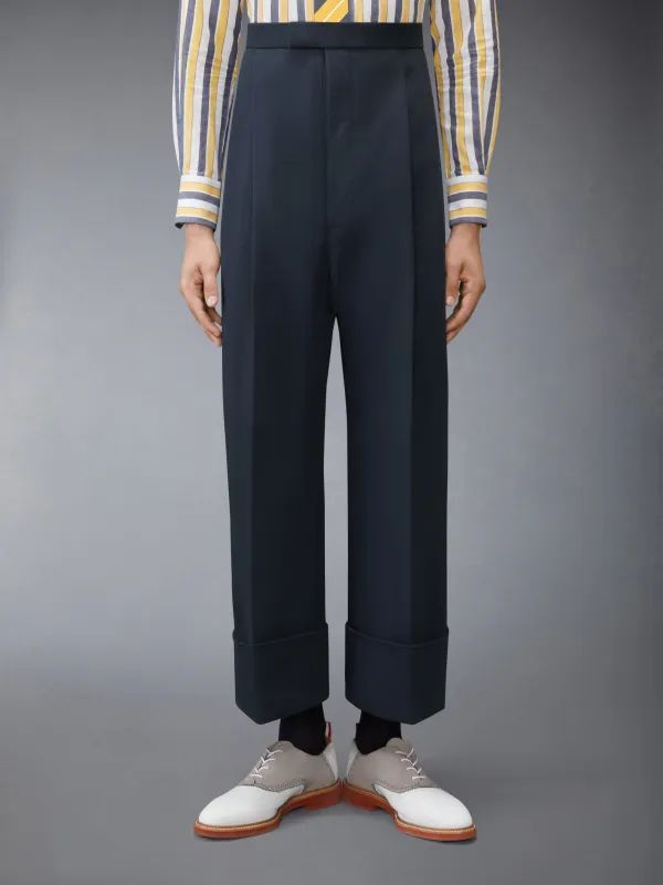 COTTON GABARDINE DOUBLE PLEAT TROUSERS made by Thom Browne