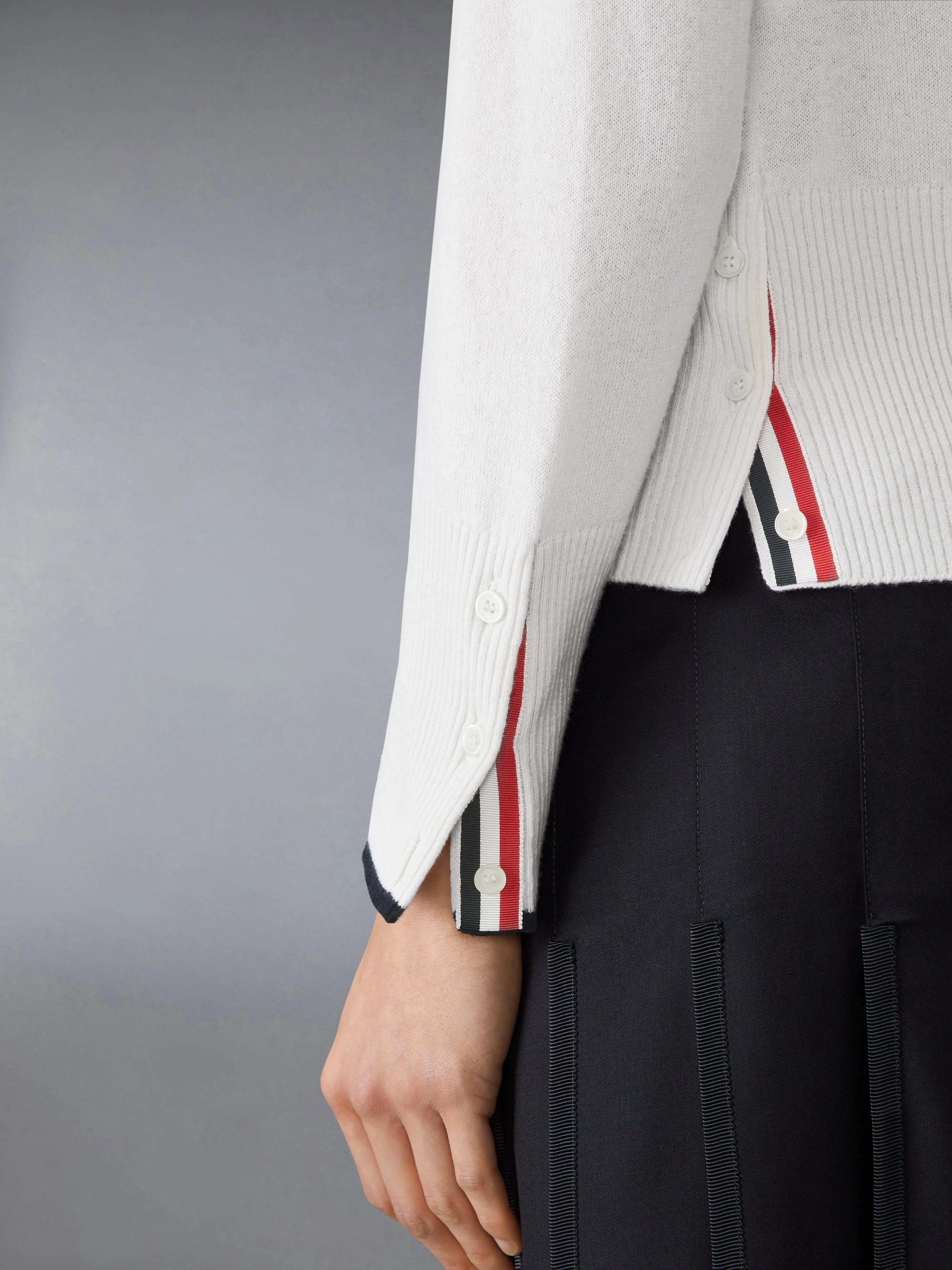 CASHMERE BROWNE 65 JERSEY INTARSIA LONG SLEEVE POLO sold by Thom Browne product image thumbnail 4