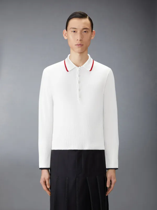CASHMERE BROWNE 65 JERSEY INTARSIA LONG SLEEVE POLO made by Thom Browne