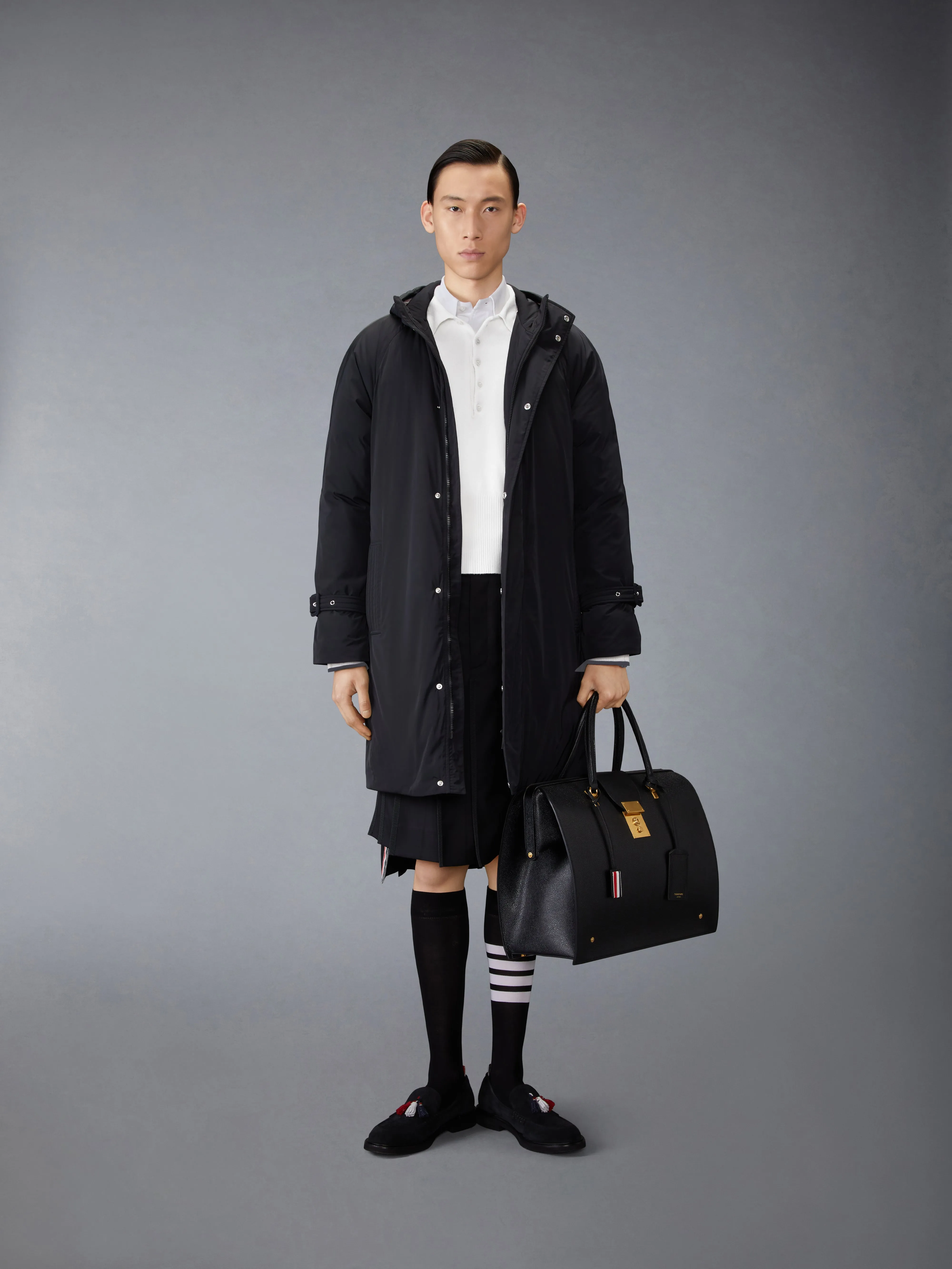 CASHMERE BROWNE 65 JERSEY INTARSIA LONG SLEEVE POLO sold by Thom Browne product image thumbnail 3