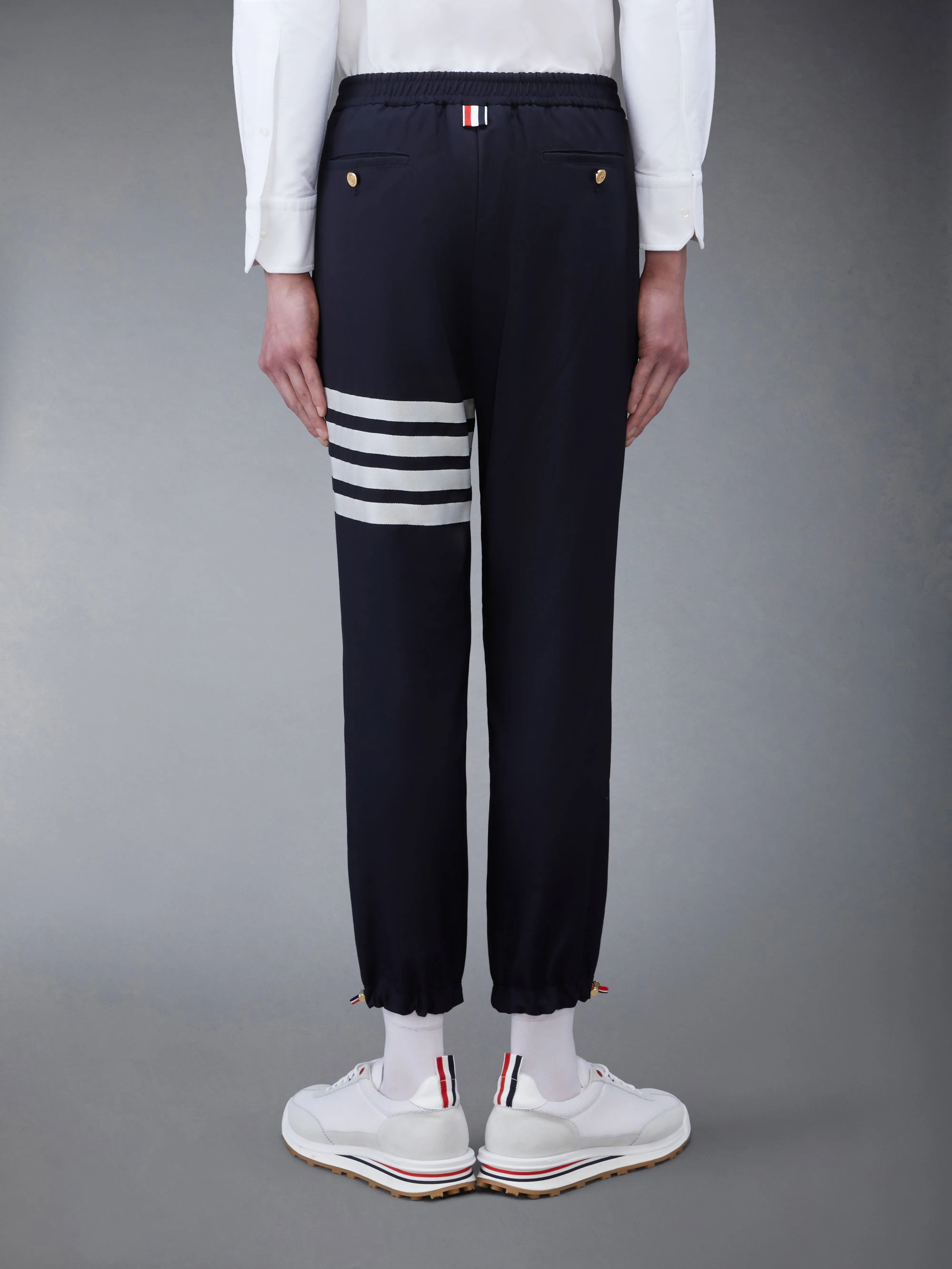 PLAIN WEAVE 4-BAR TRACK TROUSERS sold by Thom Browne product image thumbnail 3