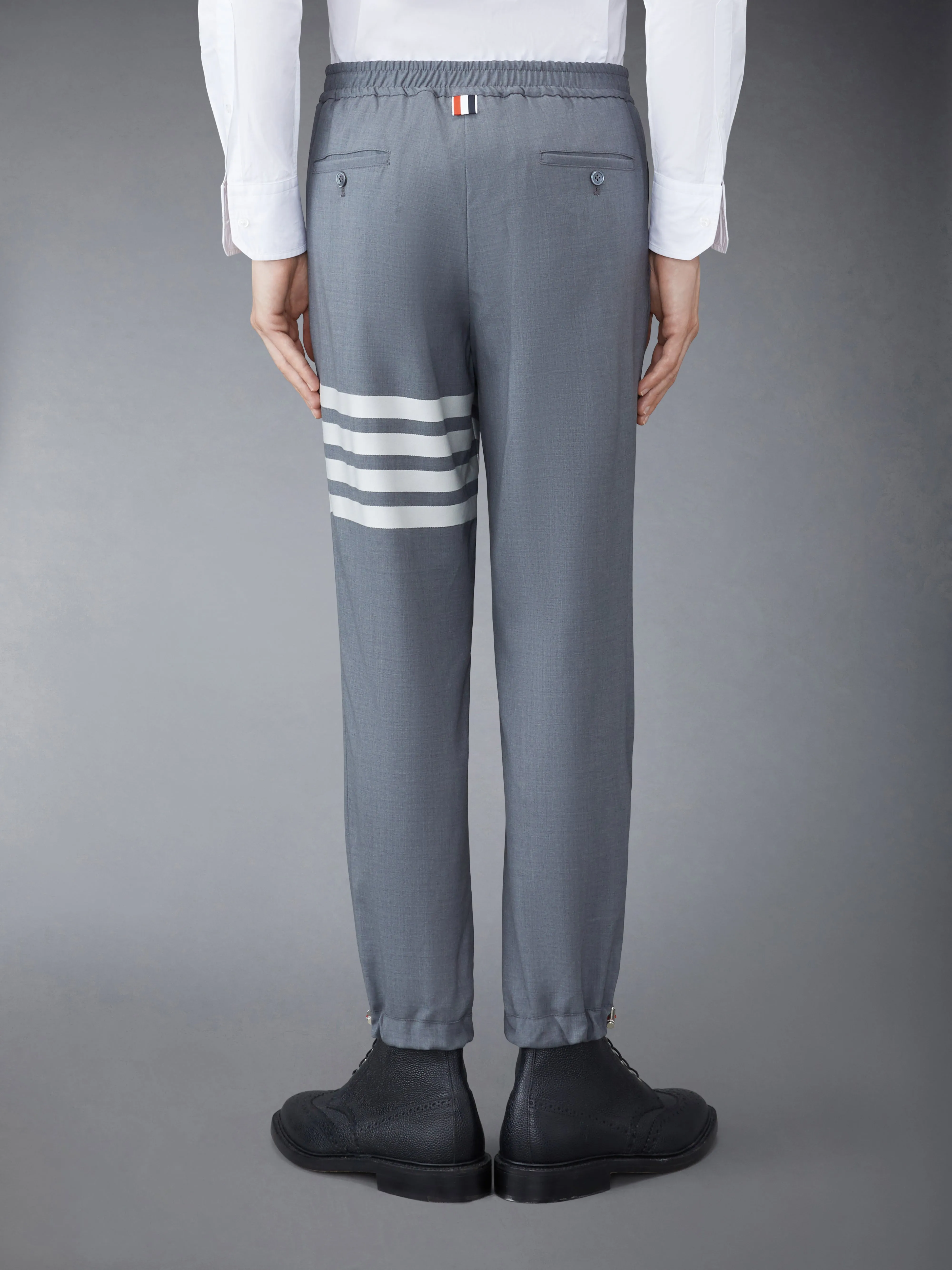 PLAIN WEAVE 4-BAR TRACK TROUSERS sold by Thom Browne product image thumbnail 3