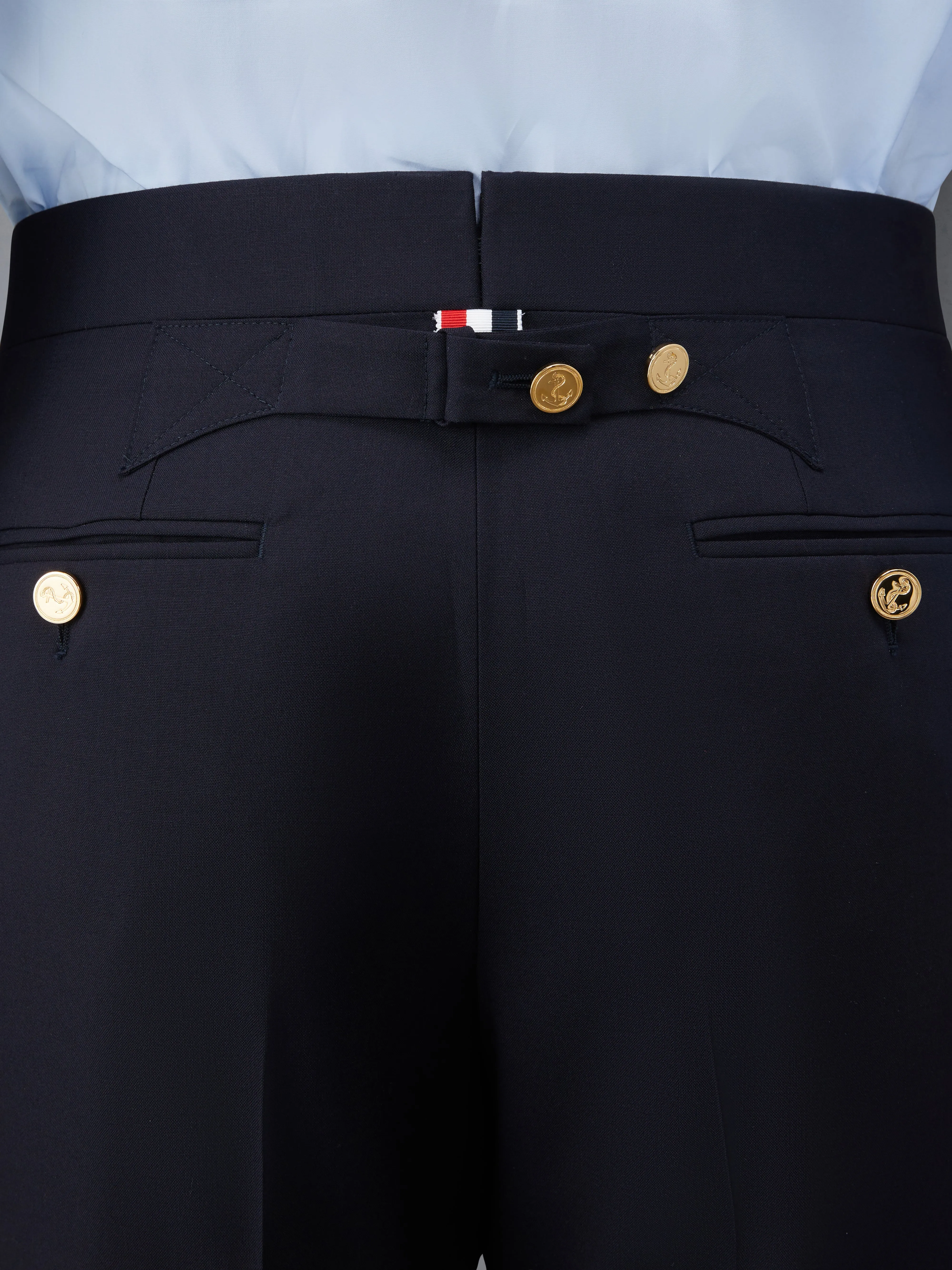 PLAIN WEAVE 4-BAR BACKSTRAP TROUSERS sold by Thom Browne product image thumbnail 4