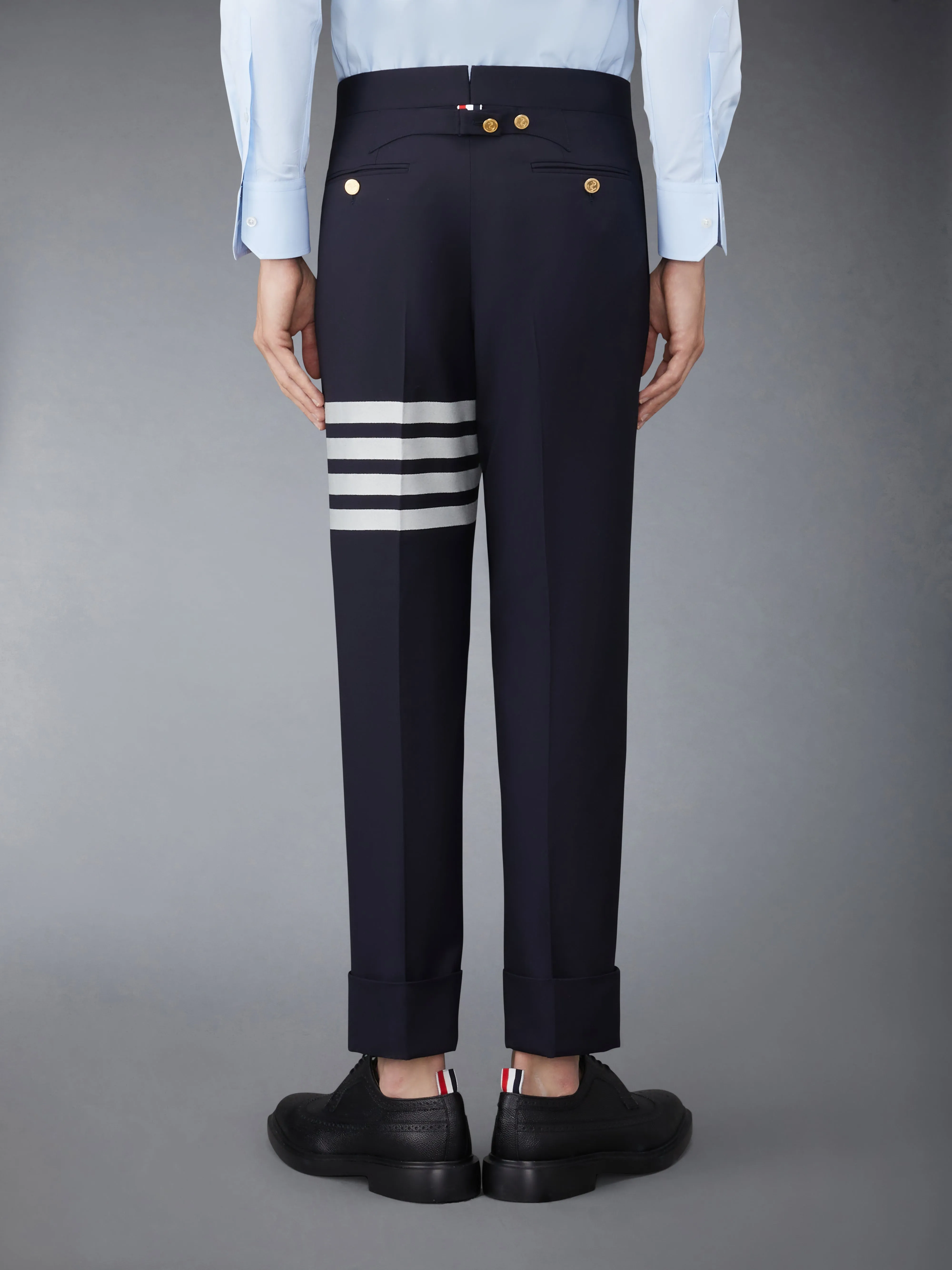 PLAIN WEAVE 4-BAR BACKSTRAP TROUSERS sold by Thom Browne product image thumbnail 2