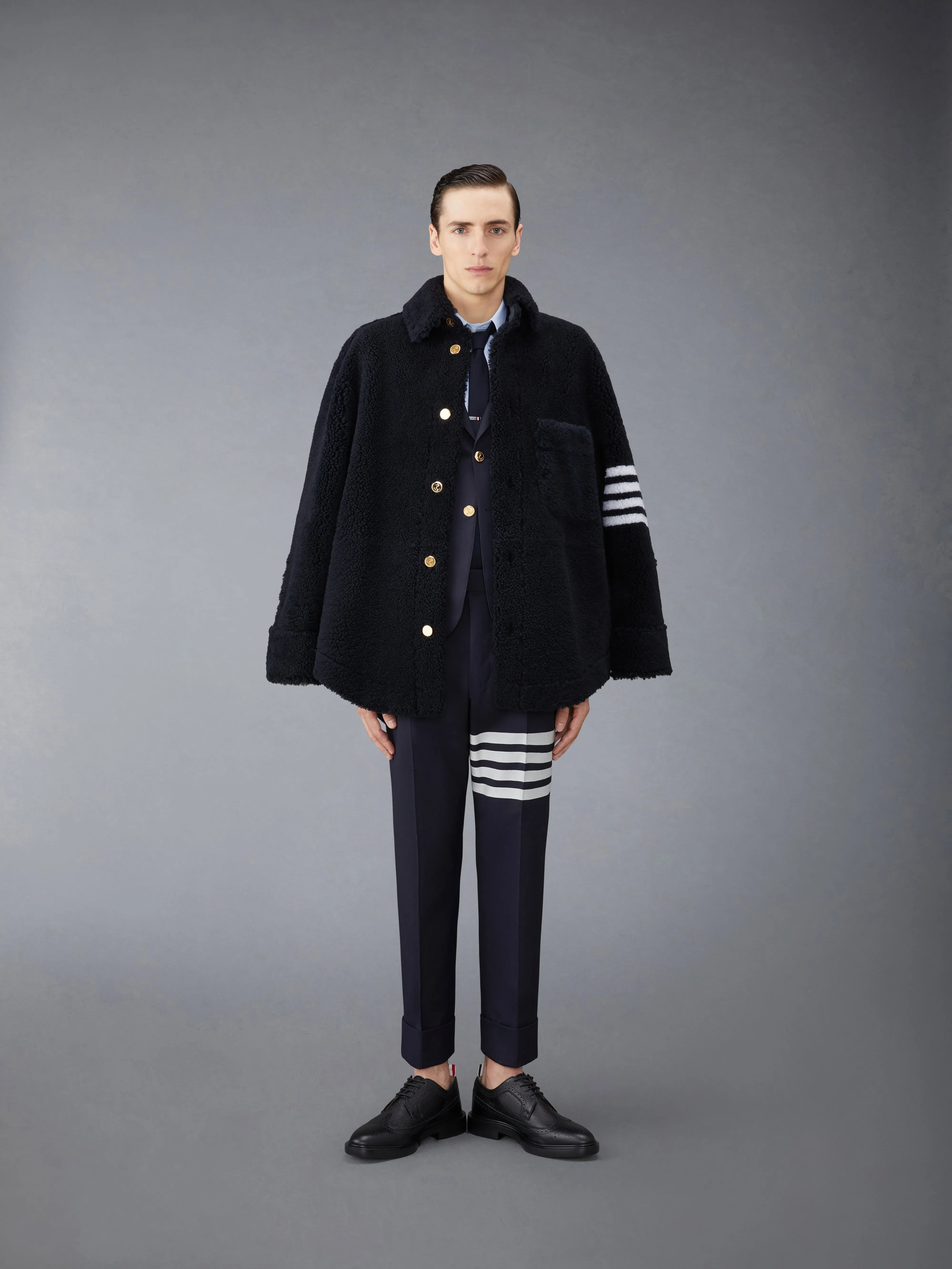PLAIN WEAVE 4-BAR BACKSTRAP TROUSERS sold by Thom Browne product image thumbnail 3
