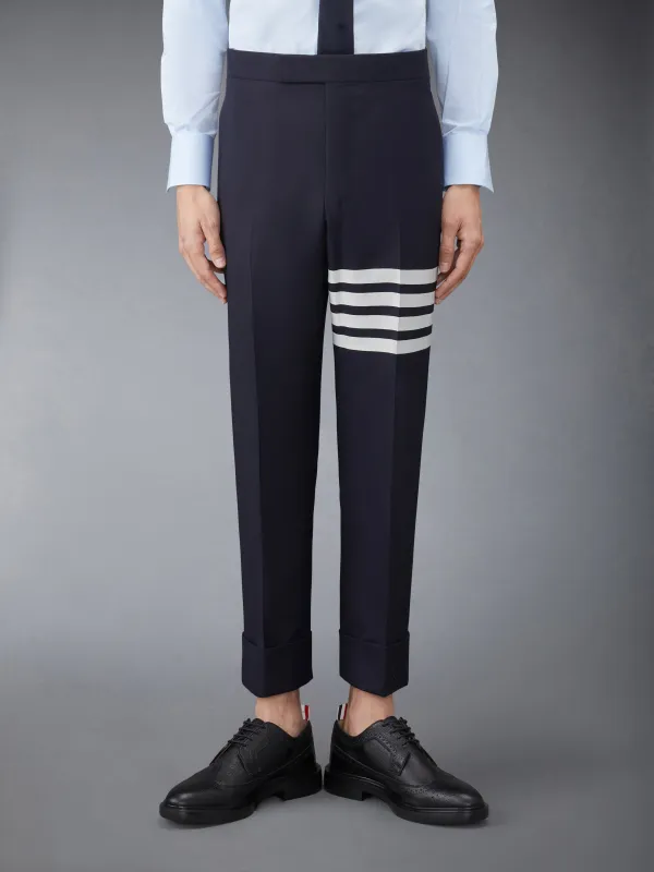 PLAIN WEAVE 4-BAR BACKSTRAP TROUSERS made by Thom Browne