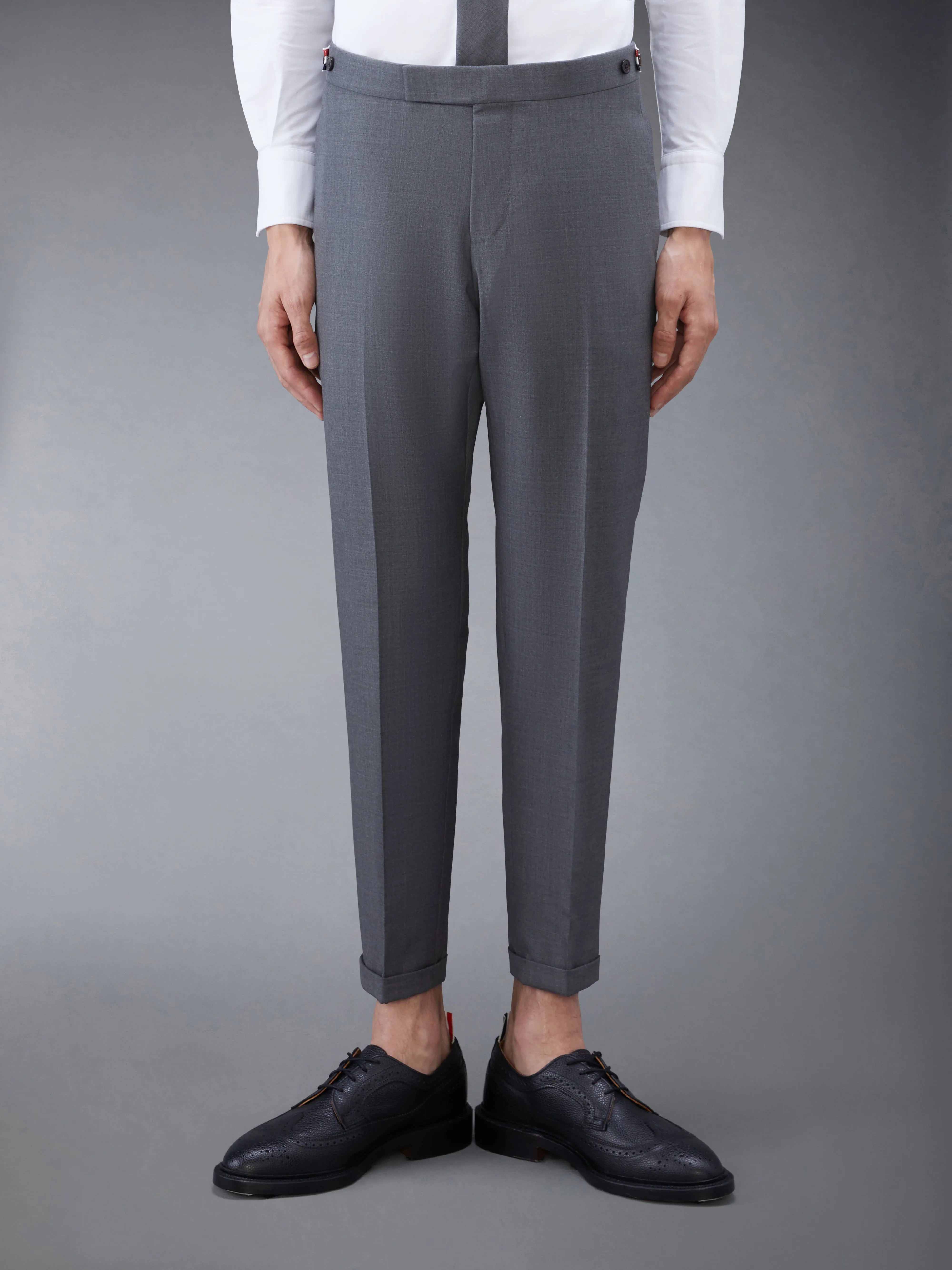 SUPER 120'S TWILL LOW RISE TROUSERS sold by Thom Browne