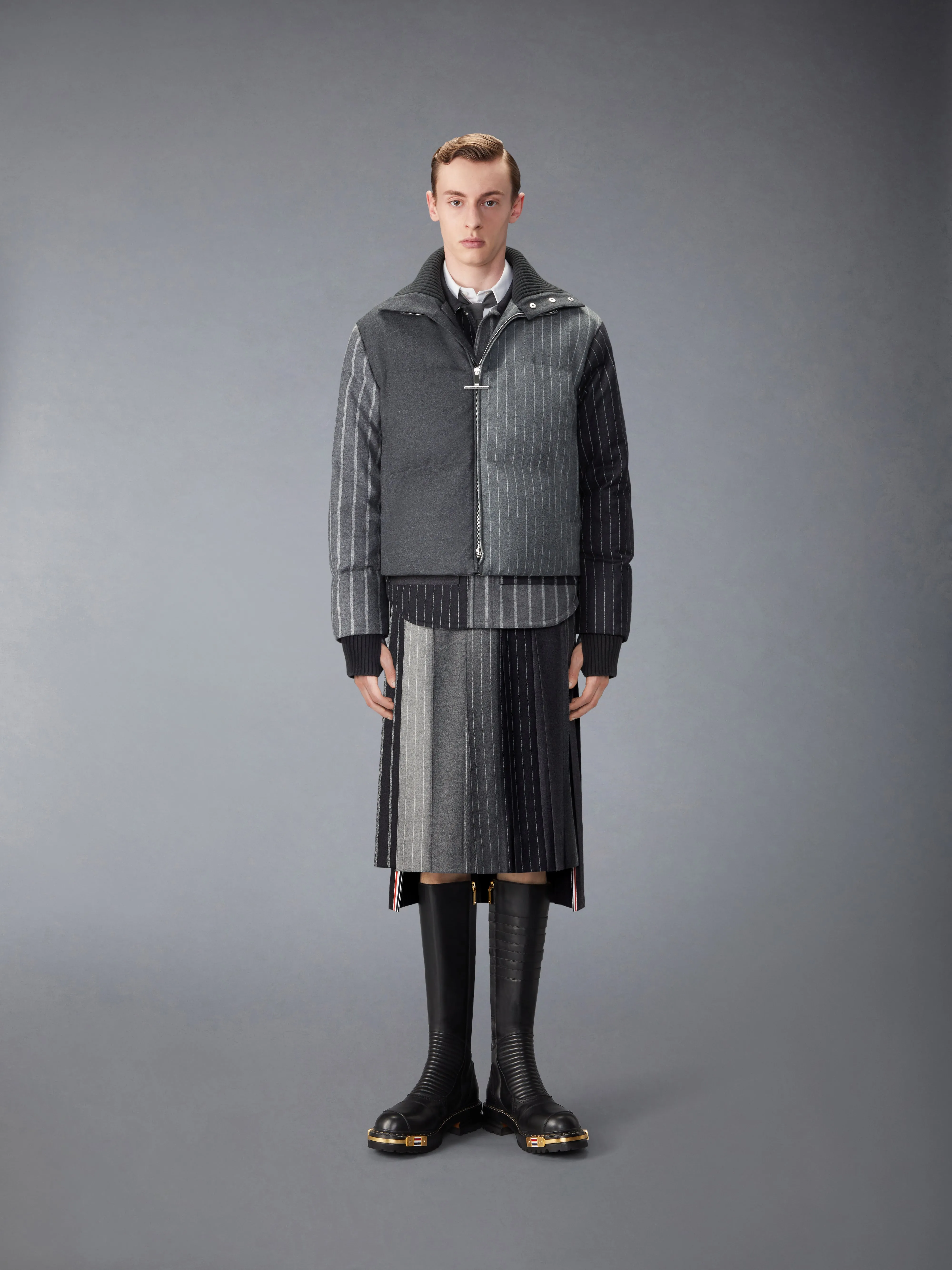 FLANNEL FUNMIX BANKER STRIPE JACKET sold by Thom Browne product image thumbnail 3