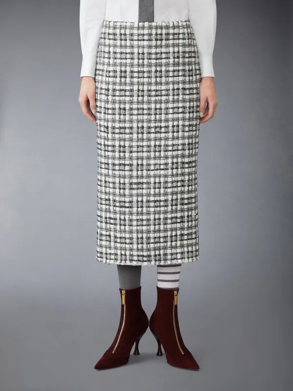 SHEER ORGANZA RIBBON TWEED PENCIL SKIRT WITH FRAY EDGE made by Thom Browne