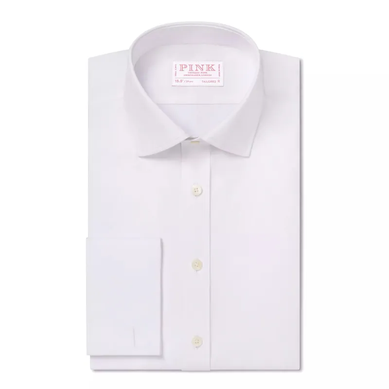 White Tailored Fit French Cuff Poplin Dress Shirt made by Thomas Pink