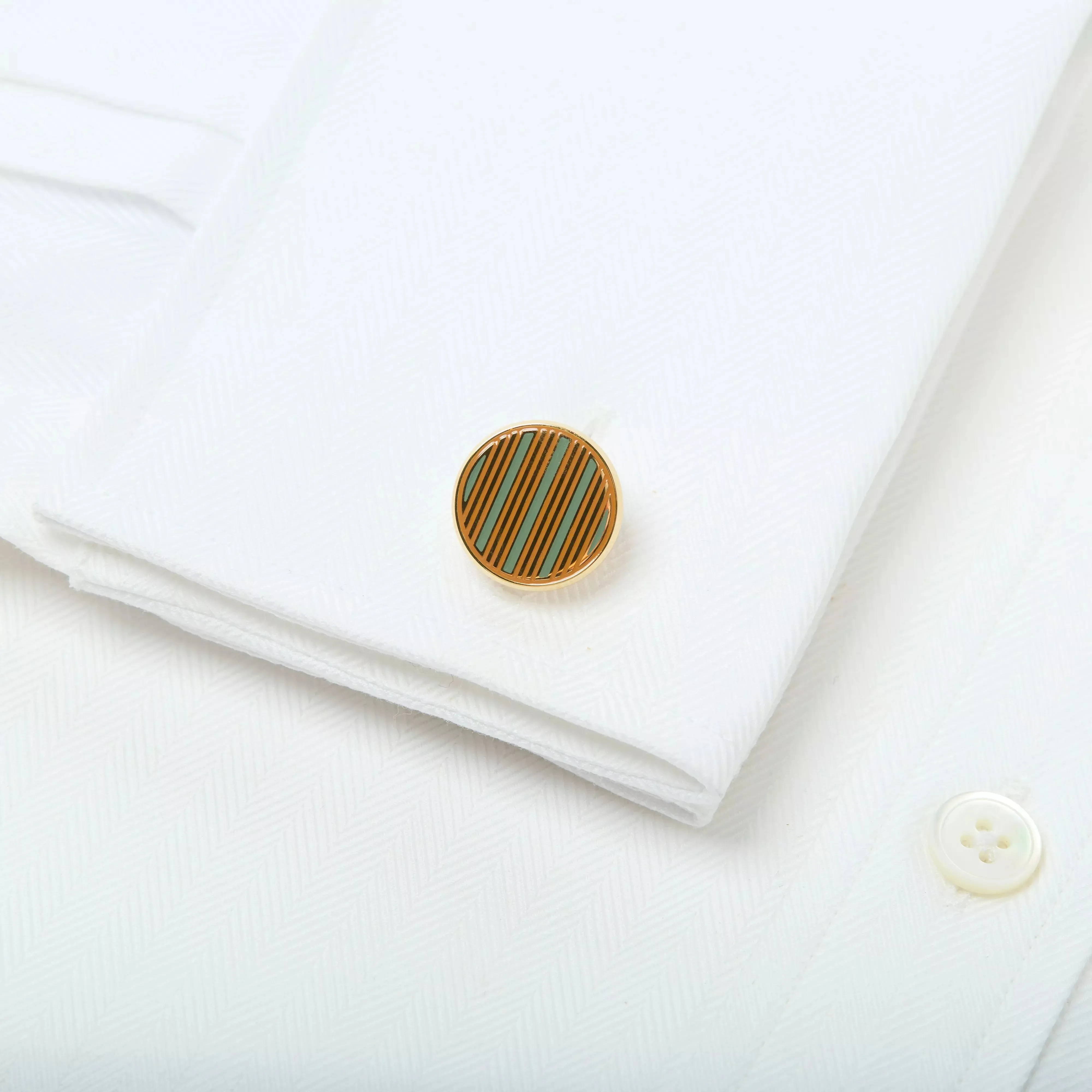Orange & Green Enamel Striped Cufflinks sold by Thomas Pink product image thumbnail 3