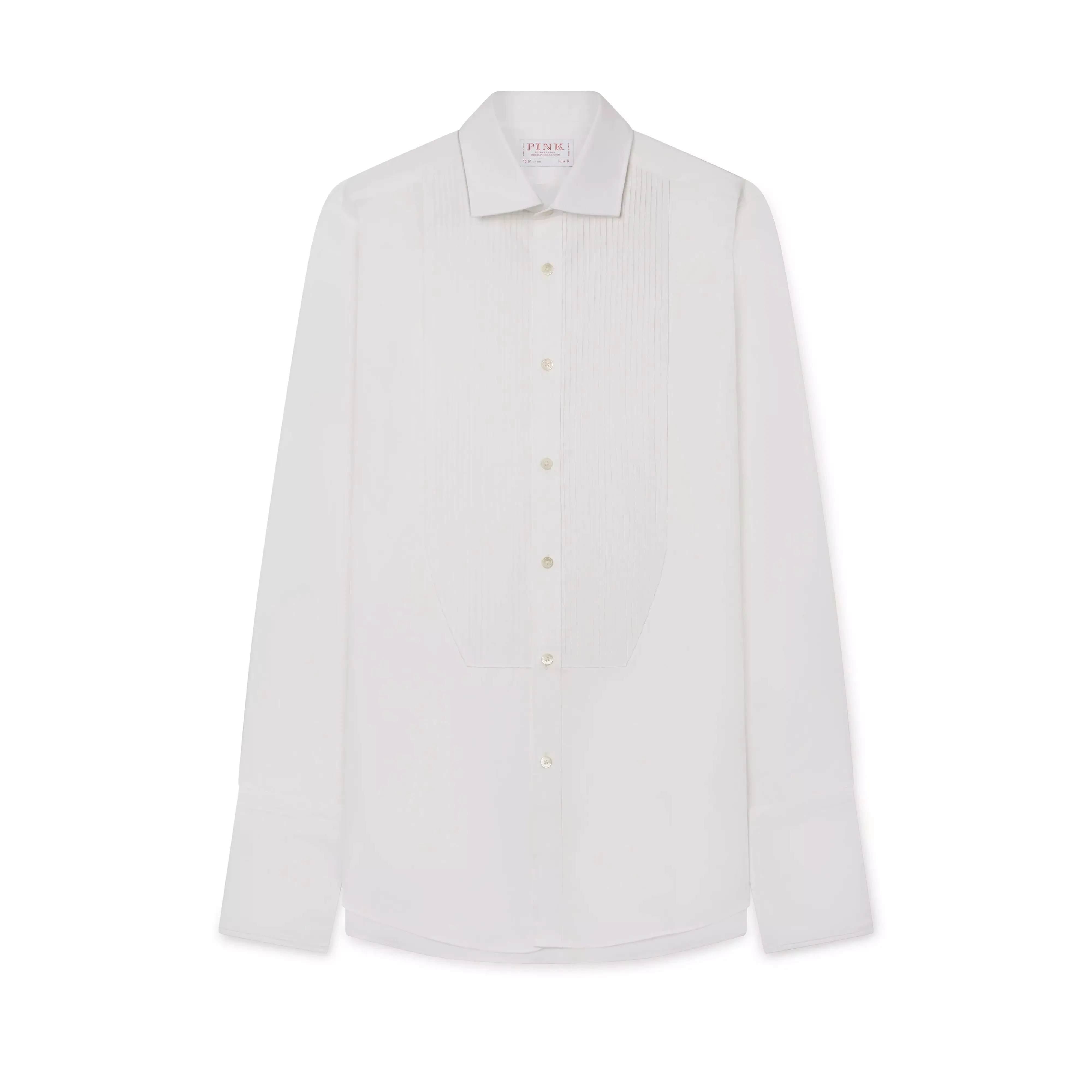 White Slim Fit Double Cuff Pleat Front Poplin Evening Shirt sold by Thomas Pink product image thumbnail 4