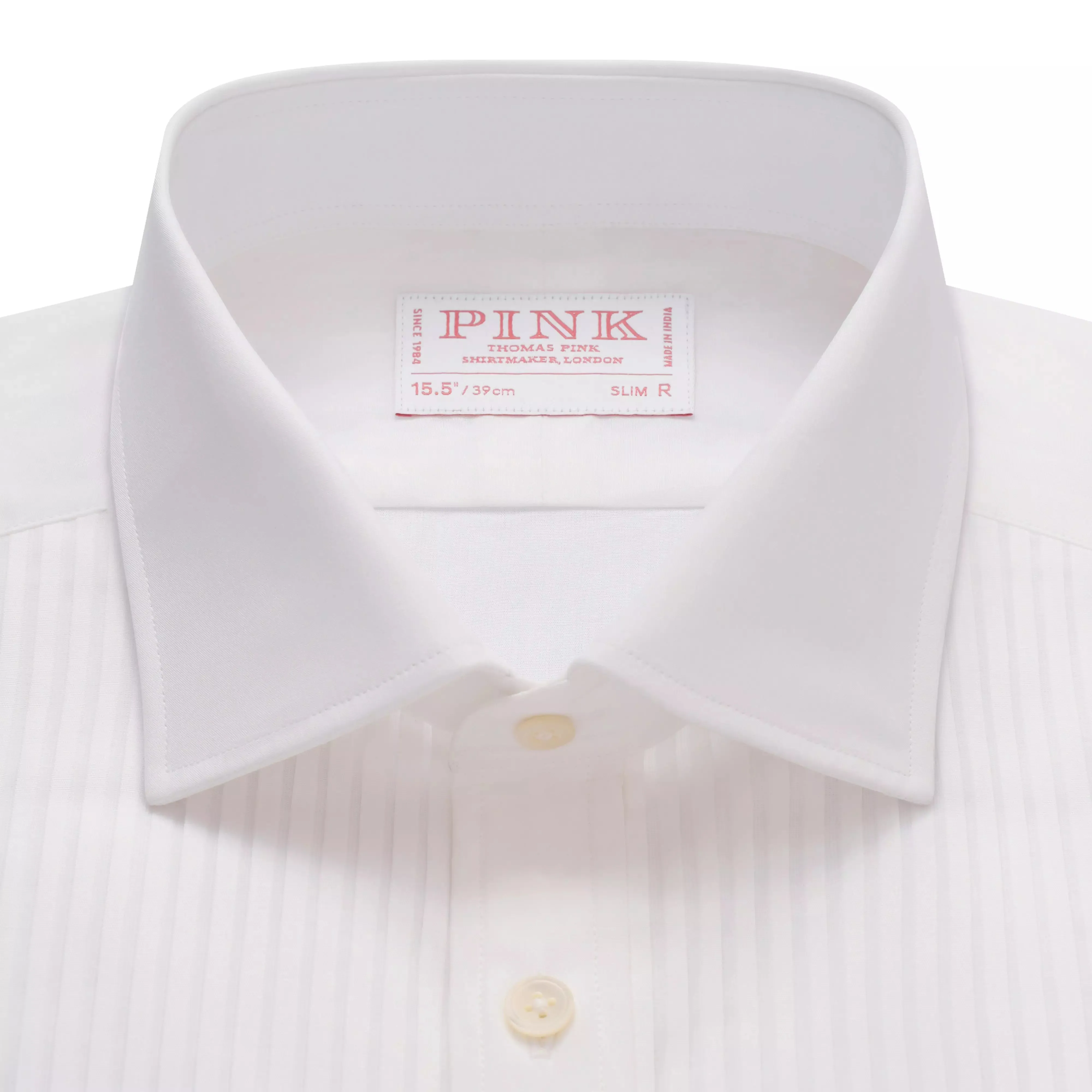 White Slim Fit Double Cuff Pleat Front Poplin Evening Shirt sold by Thomas Pink product image thumbnail 3