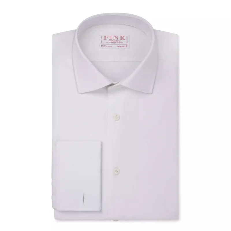 White Tailored Fit Double Cuff Marcella Twill Evening Shirt sold by Thomas Pink