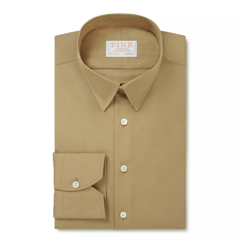 Camel Tailored Fit Cotton Poplin Formal Shirt sold by Thomas Pink
