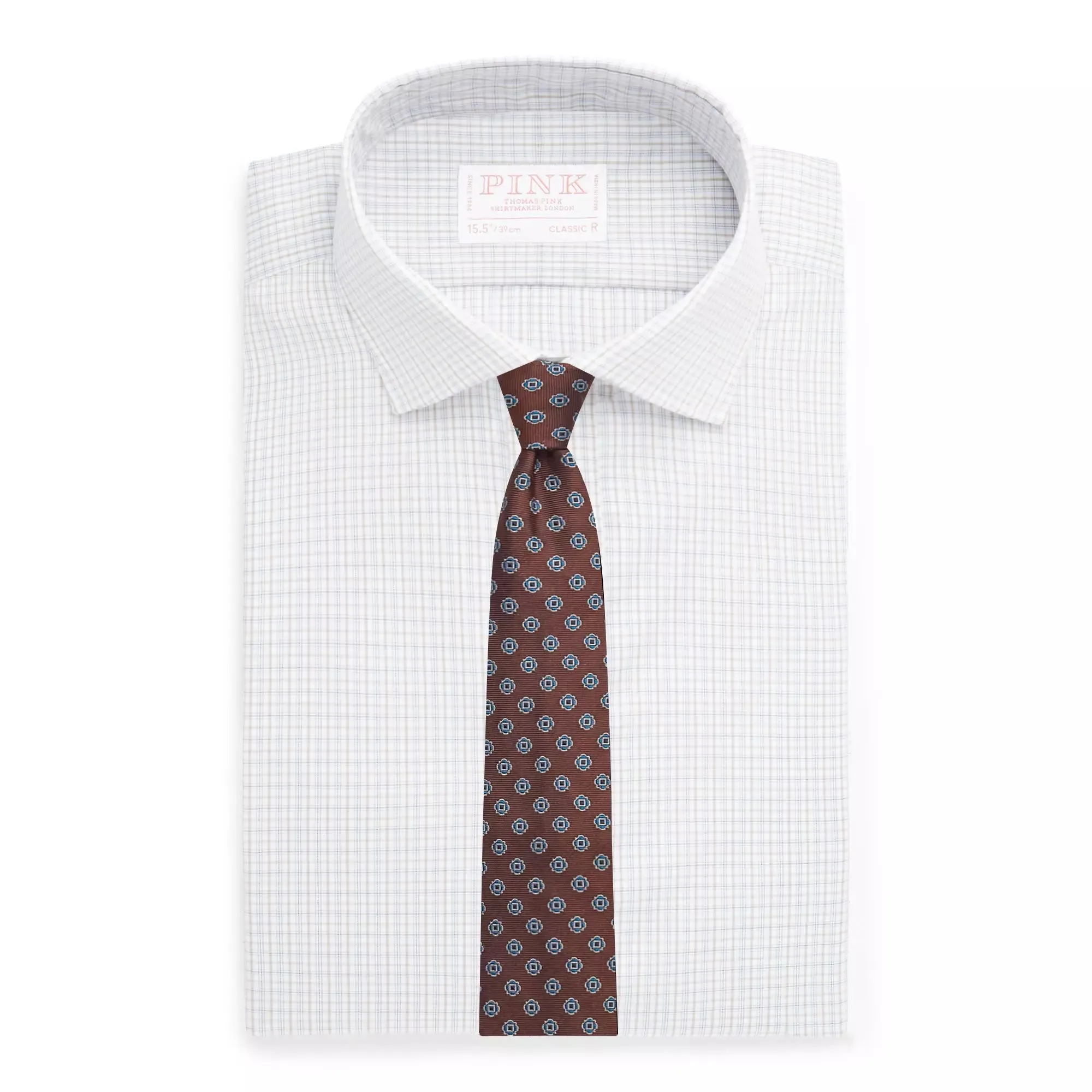 Beige & White Classic Fit Shadow Casual Check Formal Shirt sold by Thomas Pink product image thumbnail 3