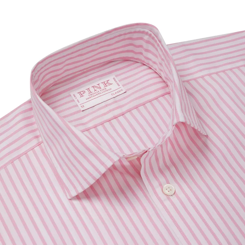 Pink & White Classic Fit Business Casual Cotton Stripe Shirt sold by Thomas Pink