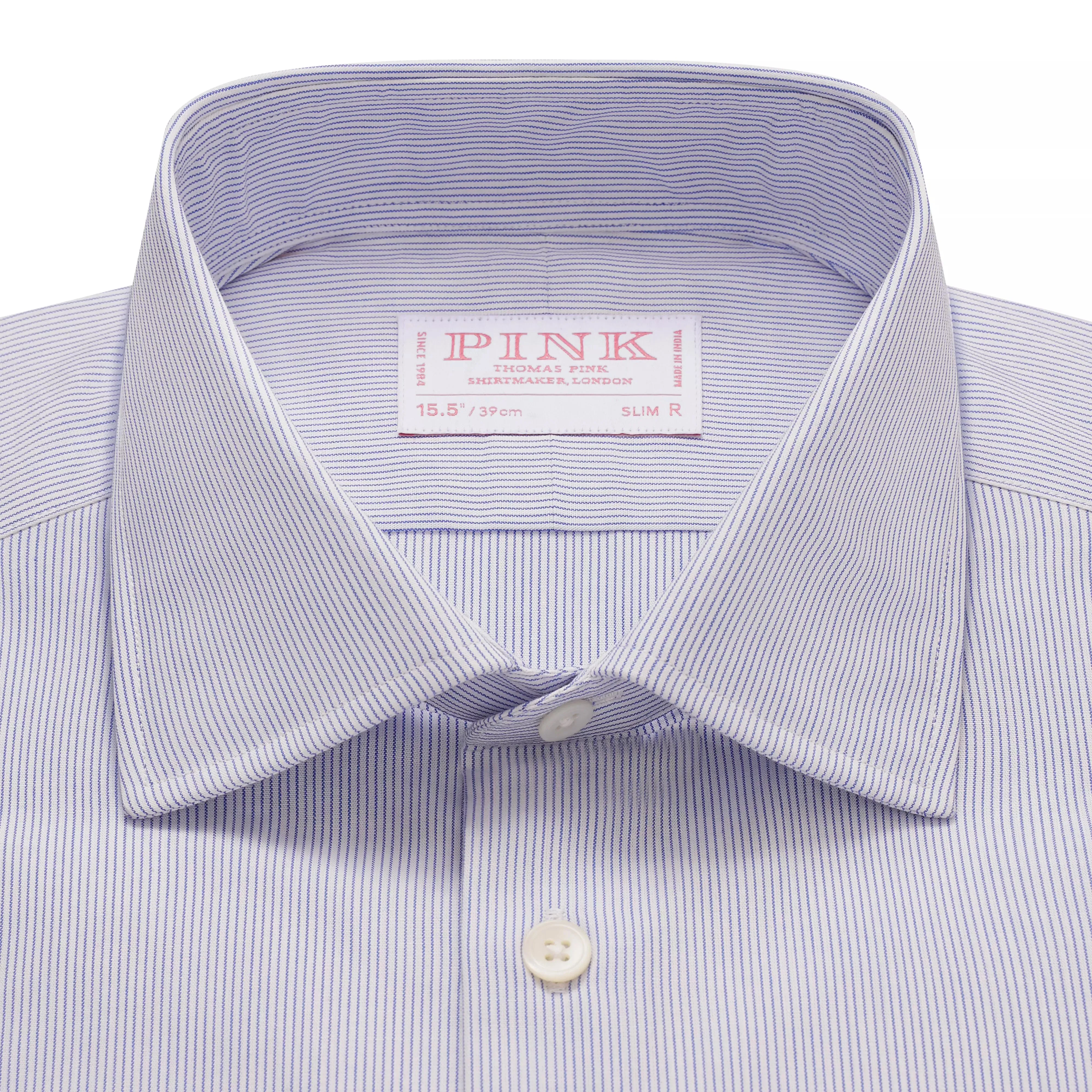Deep Blue & White Slim Fit French Cuff Pin Stripe Dress Shirt sold by Thomas Pink product image thumbnail 3