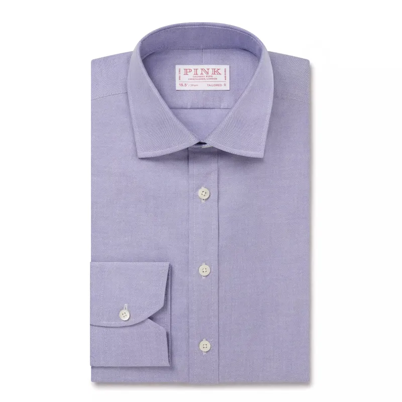 Blue Tailored Fit Open Weave Oxford Formal Shirt sold by Thomas Pink