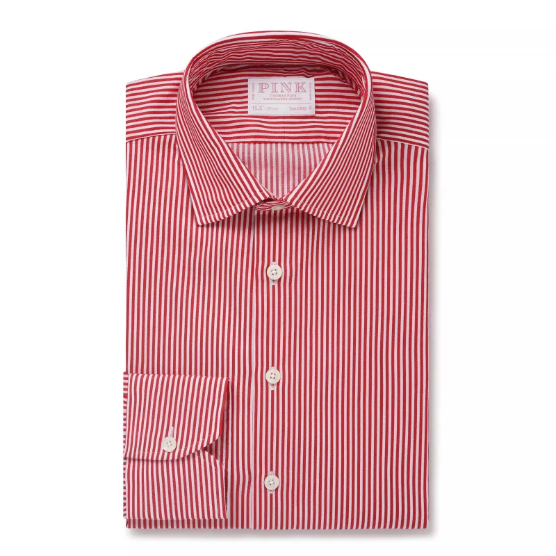 Red & White Tailored Fit Capri Stripe Shirt Dress Shirt sold by Thomas Pink