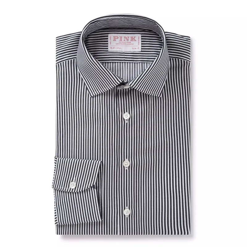 Black & White Tailored Fit Capri Stripe Shirt Dress Shirt sold by Thomas Pink
