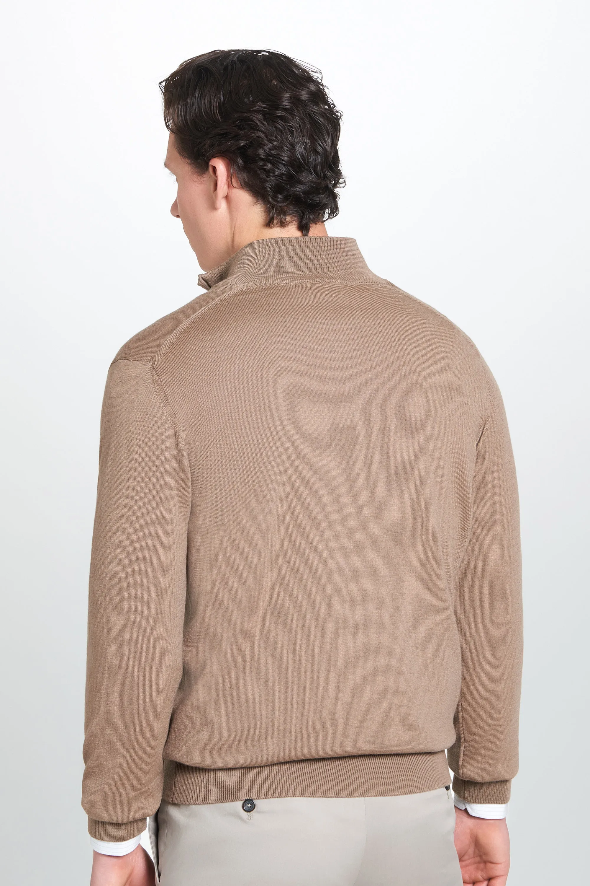 Camel Merino Wool Zip Neck Sweater sold by Thomas Pink product image thumbnail 4