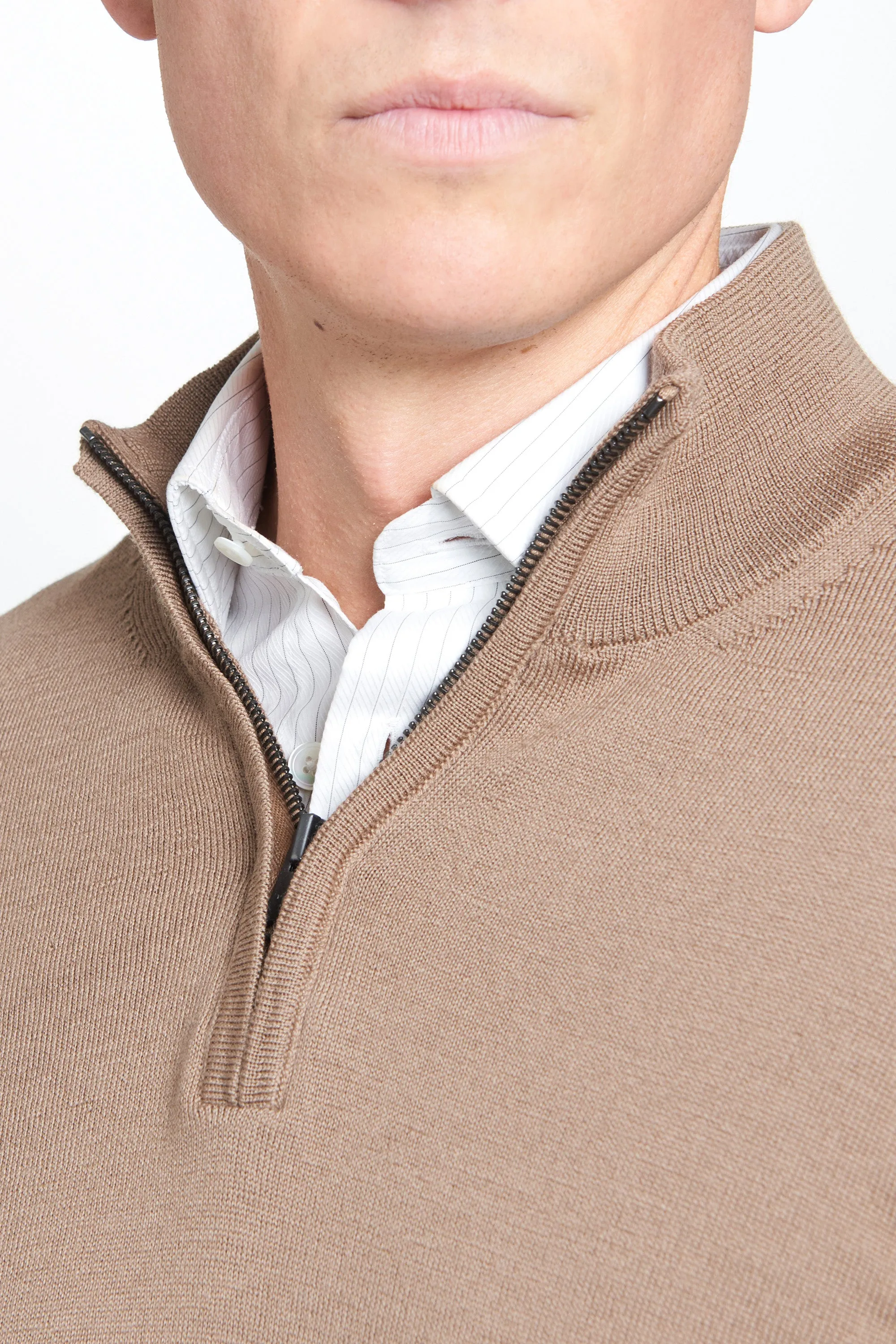 Camel Merino Wool Zip Neck Sweater sold by Thomas Pink product image thumbnail 2