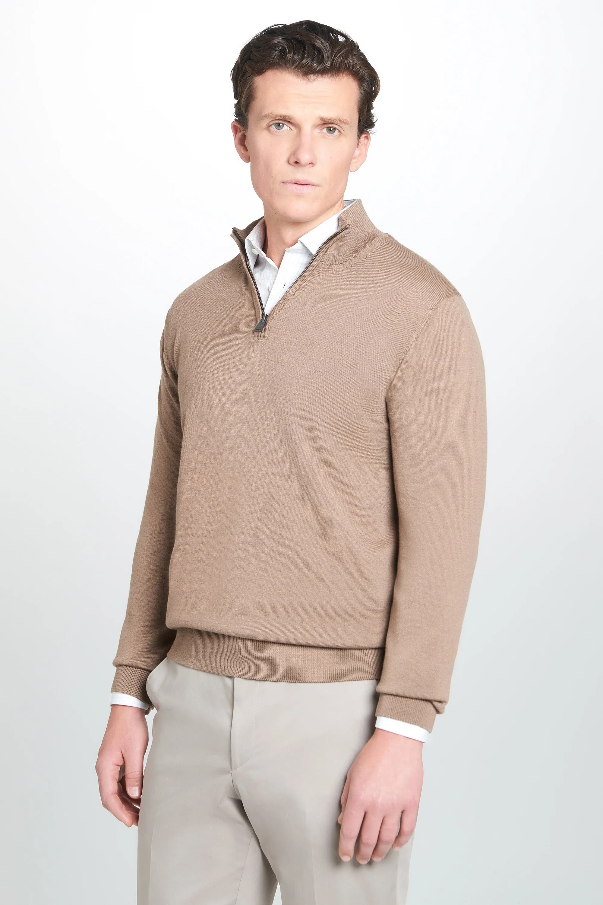 Camel Merino Wool Zip Neck Sweater sold by Thomas Pink product image thumbnail 3