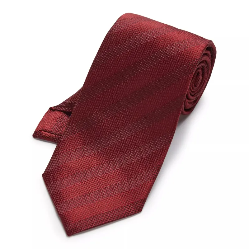 Red Tonal Striped Silk Tie made by Thomas Pink