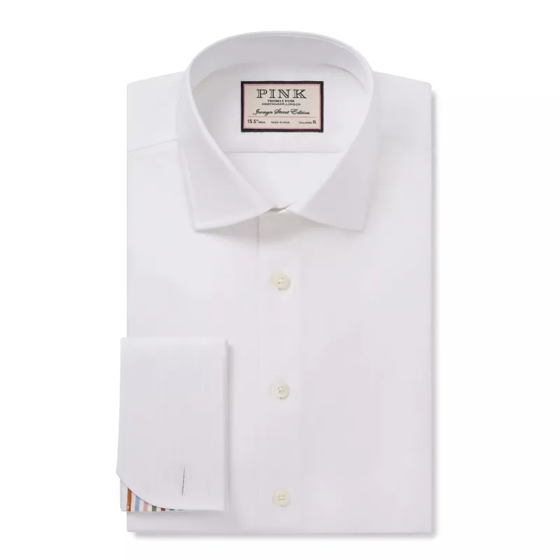 White Tailored Fit Plain Dress Shirt with Stripe sold by Thomas Pink