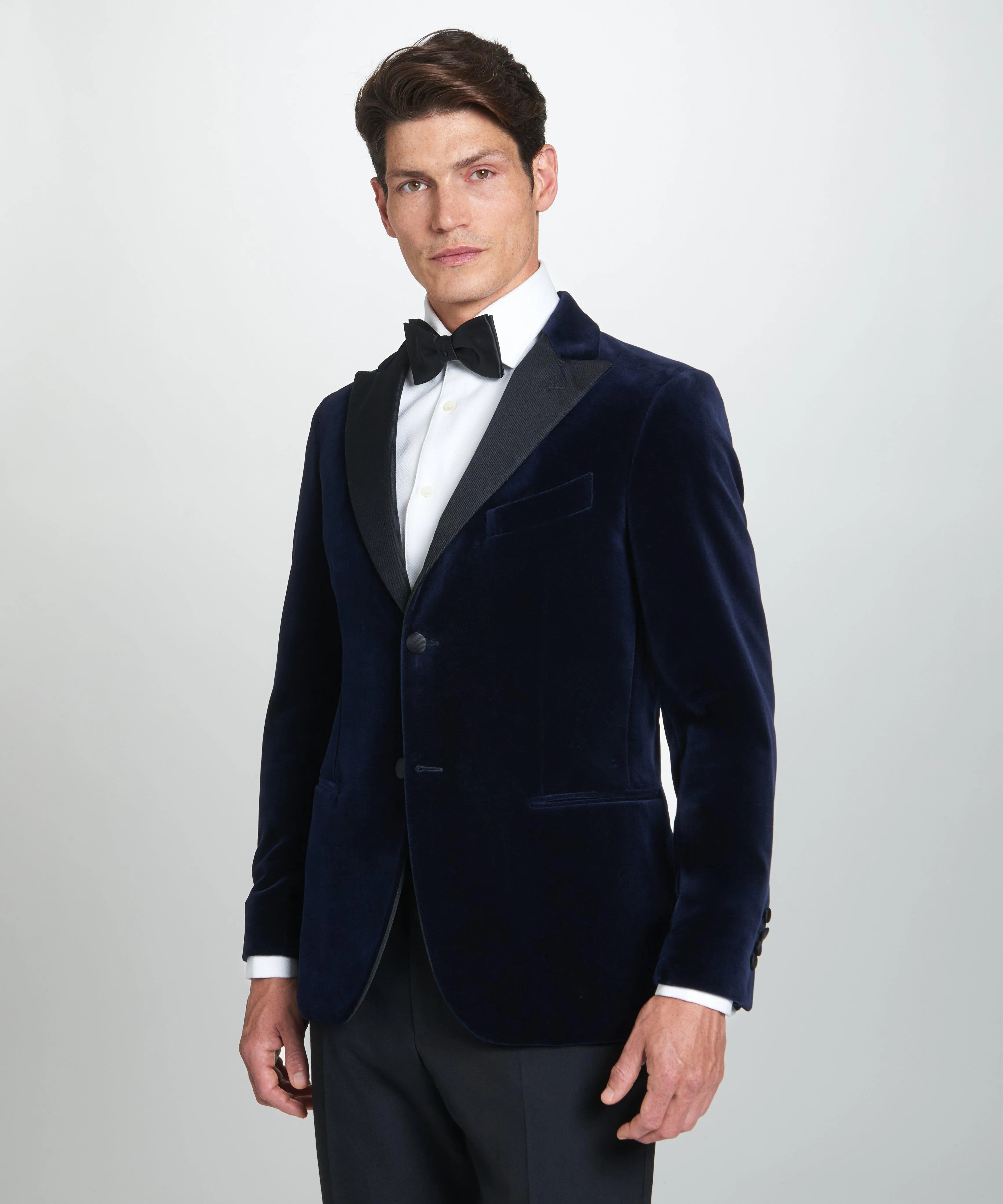 Navy Tailored Fit Velvet Peak Lapel Evening Jacket sold by Thomas Pink product image thumbnail 4